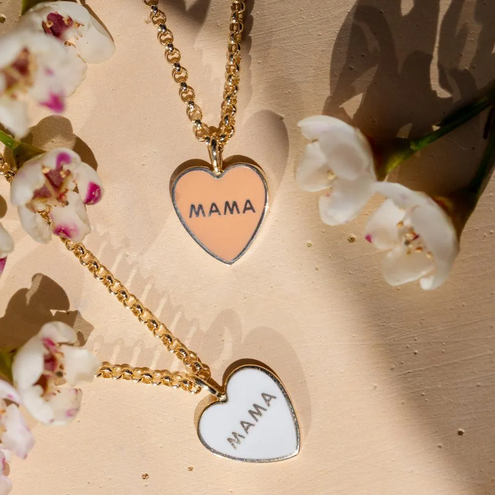 Mama Enamel Heart Pendant - White Enamel sold by Marrow Fine product image thumbnail 4