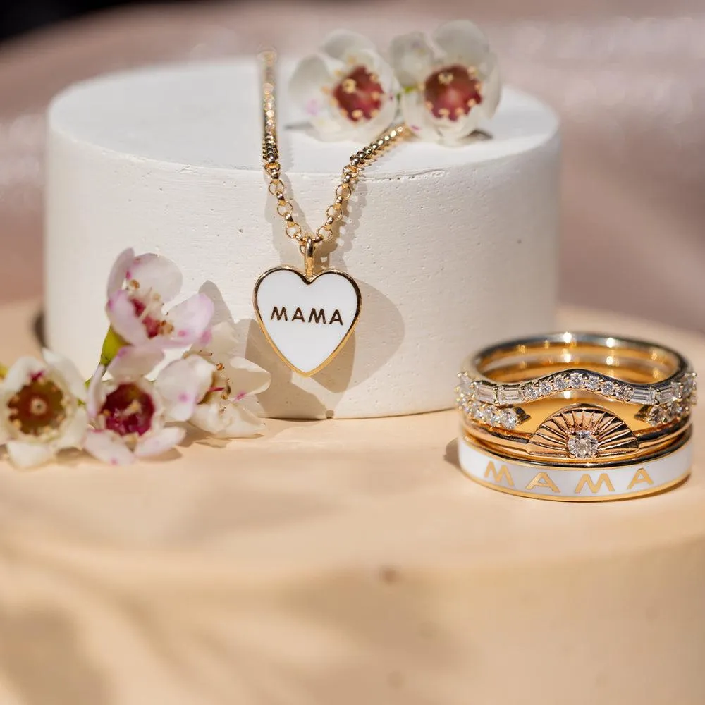 Mama Enamel Heart Pendant - White Enamel sold by Marrow Fine product image thumbnail 5