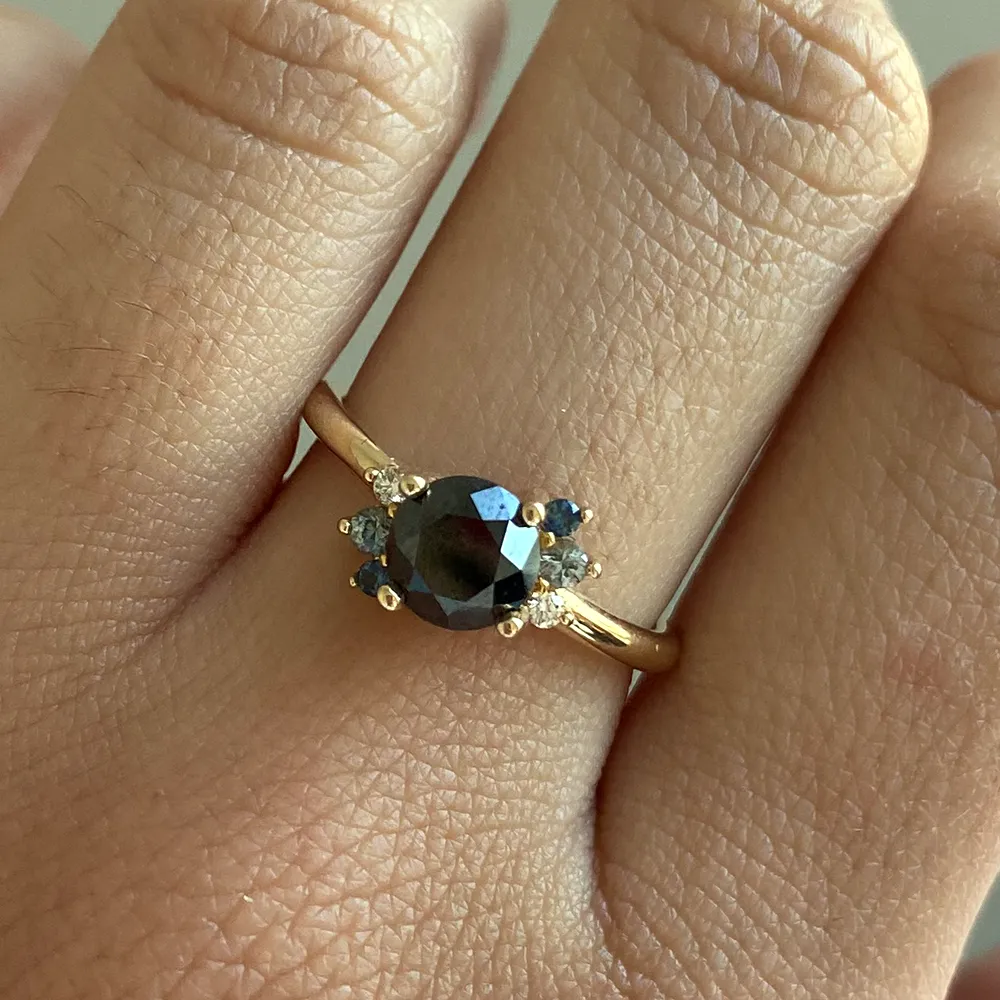 Black Diamond Spray Ring sold by Marrow Fine