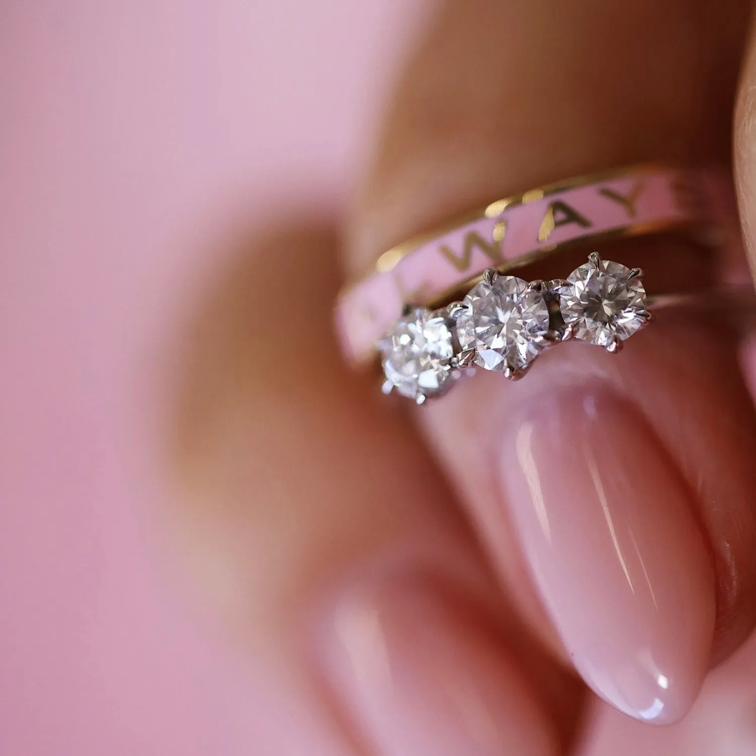 "Always" Gold Memory Ring - Pink Enamel sold by Marrow Fine product image thumbnail 2