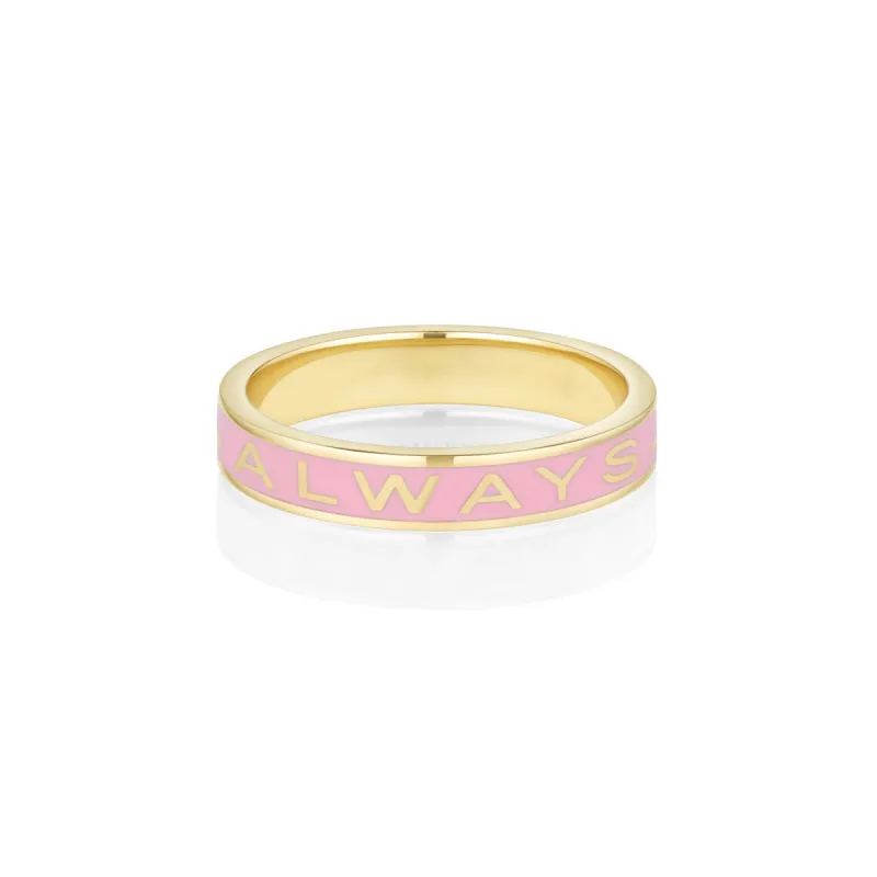 "Always" Gold Memory Ring - Pink Enamel sold by Marrow Fine