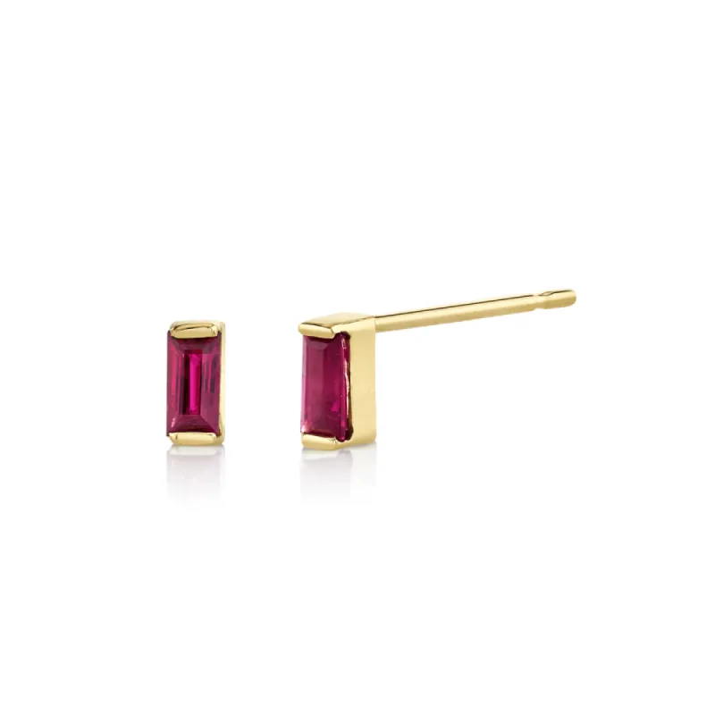 Ruby Baguette Stud Earrings - July sold by Marrow Fine