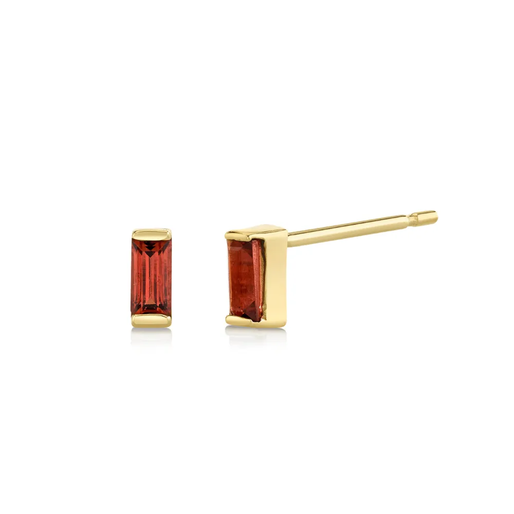 Garnet Baguette Stud Earrings - January sold by Marrow Fine