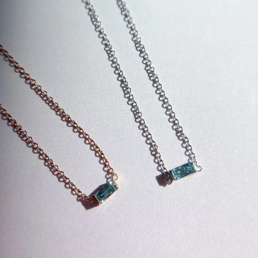 Montana Sapphire Baguette Necklace sold by Marrow Fine