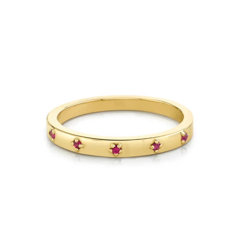 Ruby Star Set Stacking Ring - July sold by Marrow Fine