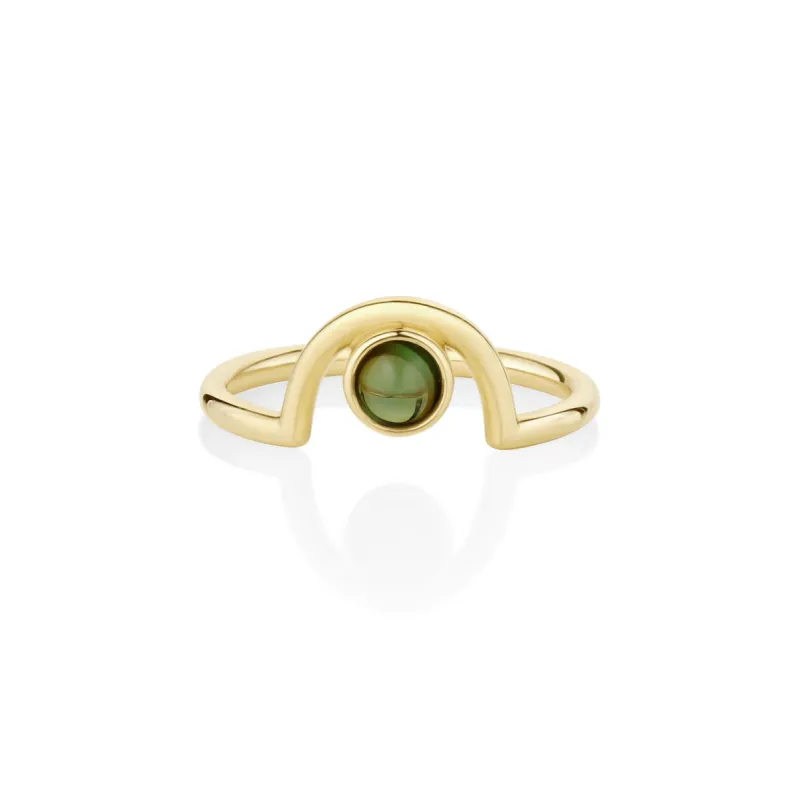 Green Tourmaline Cabochon Arch Band - October sold by Marrow Fine