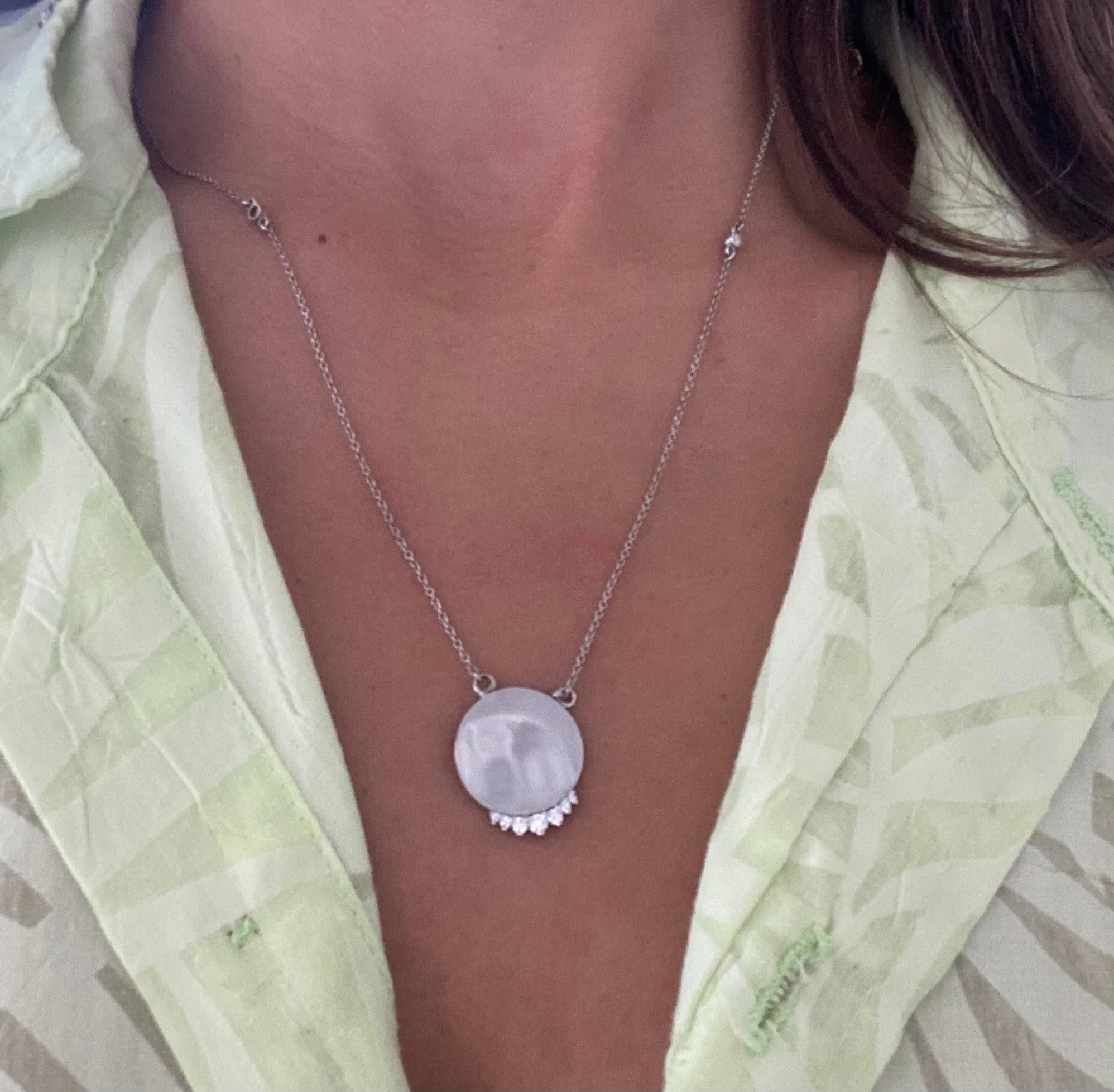 White Gold Small Disco Diamond Pendant & Diamond Chain sold by Marrow Fine product image thumbnail 2