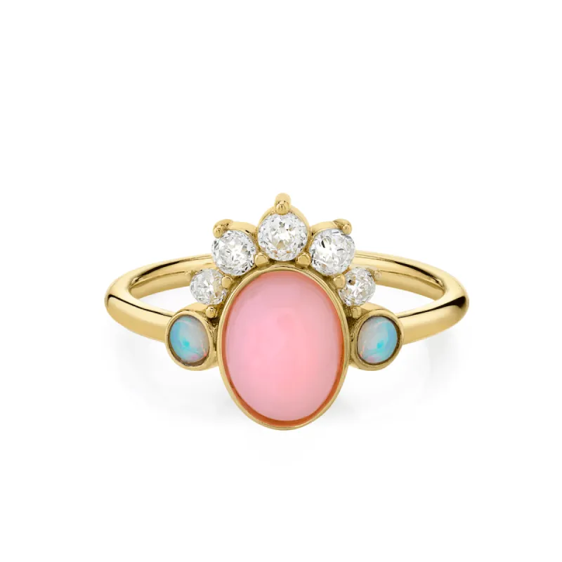 Mini Pink Opal Headdress Ring sold by Marrow Fine