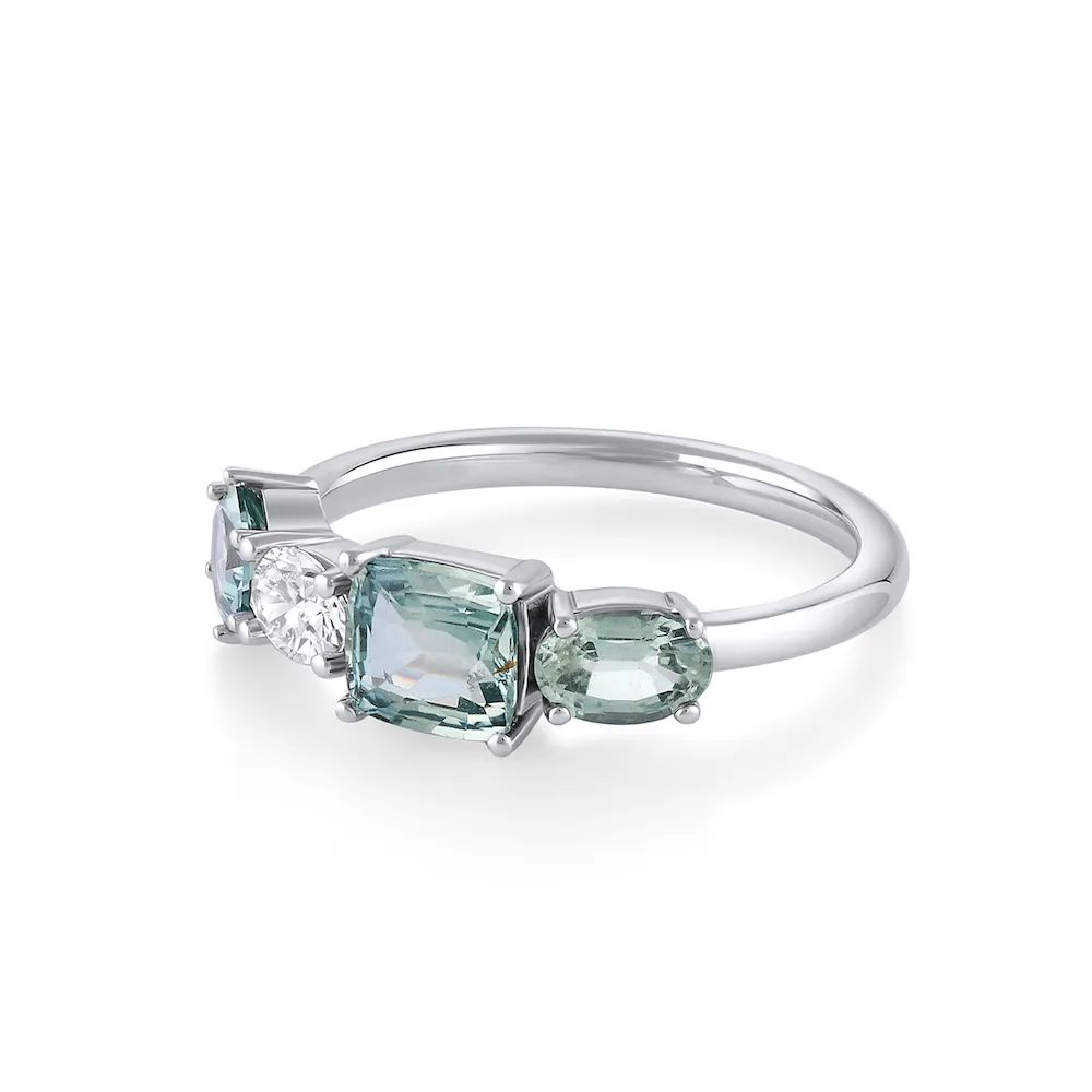 Green Sapphire & White Diamond Linear Ring sold by Marrow Fine product image thumbnail 2