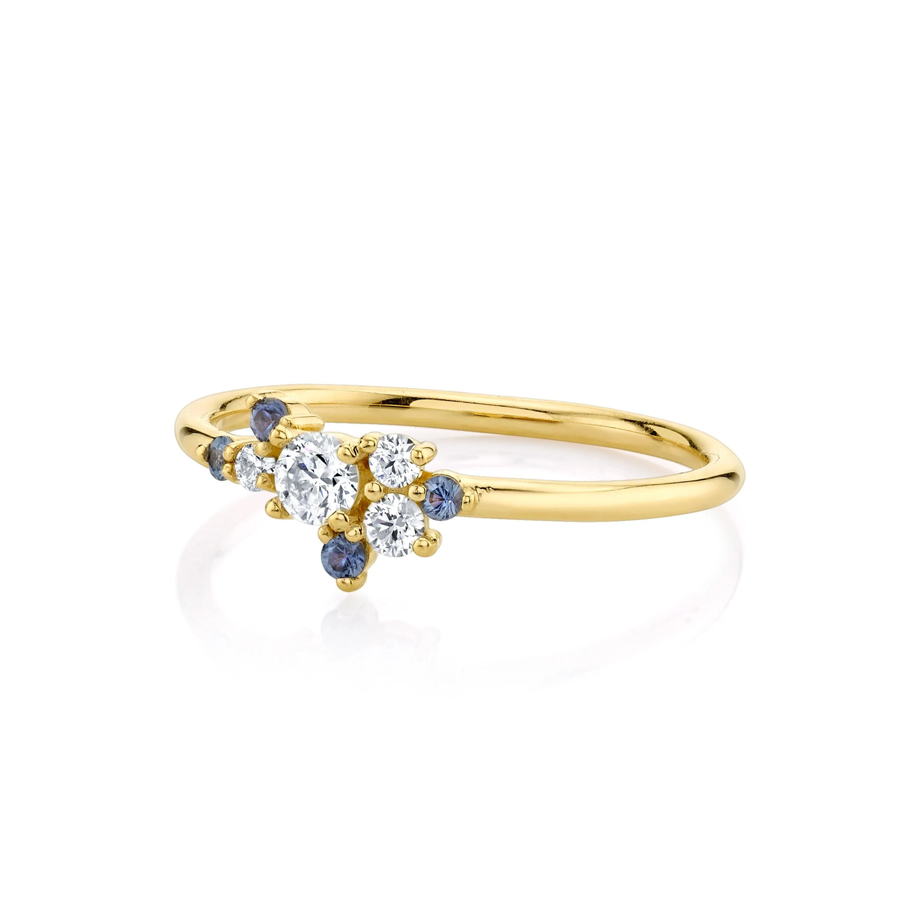 Blue Sapphire & White Diamond Charlotte Mini Cluster Ring sold by Marrow Fine product image thumbnail 2