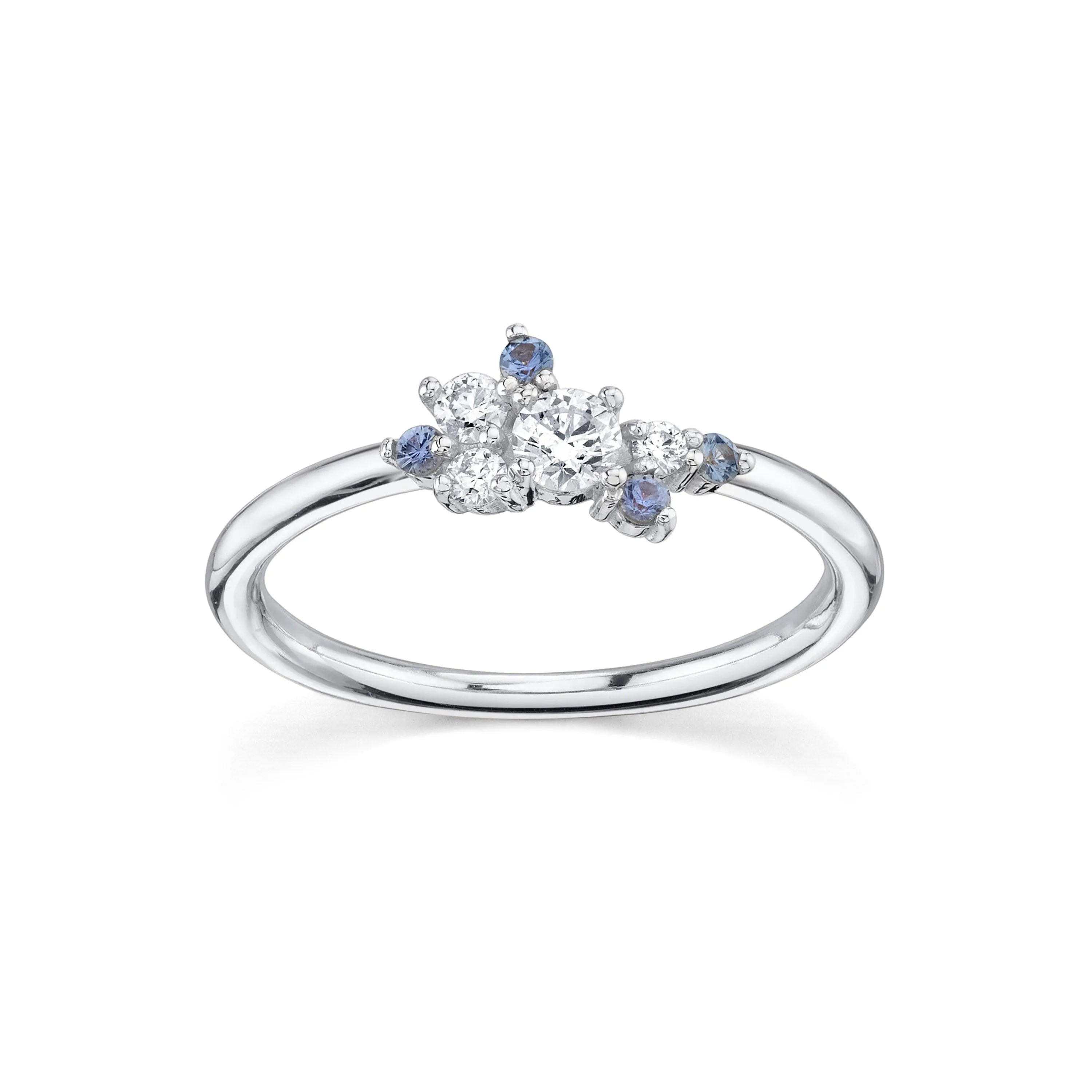 Blue Sapphire & White Diamond Charlotte Mini Cluster Ring sold by Marrow Fine product image thumbnail 3