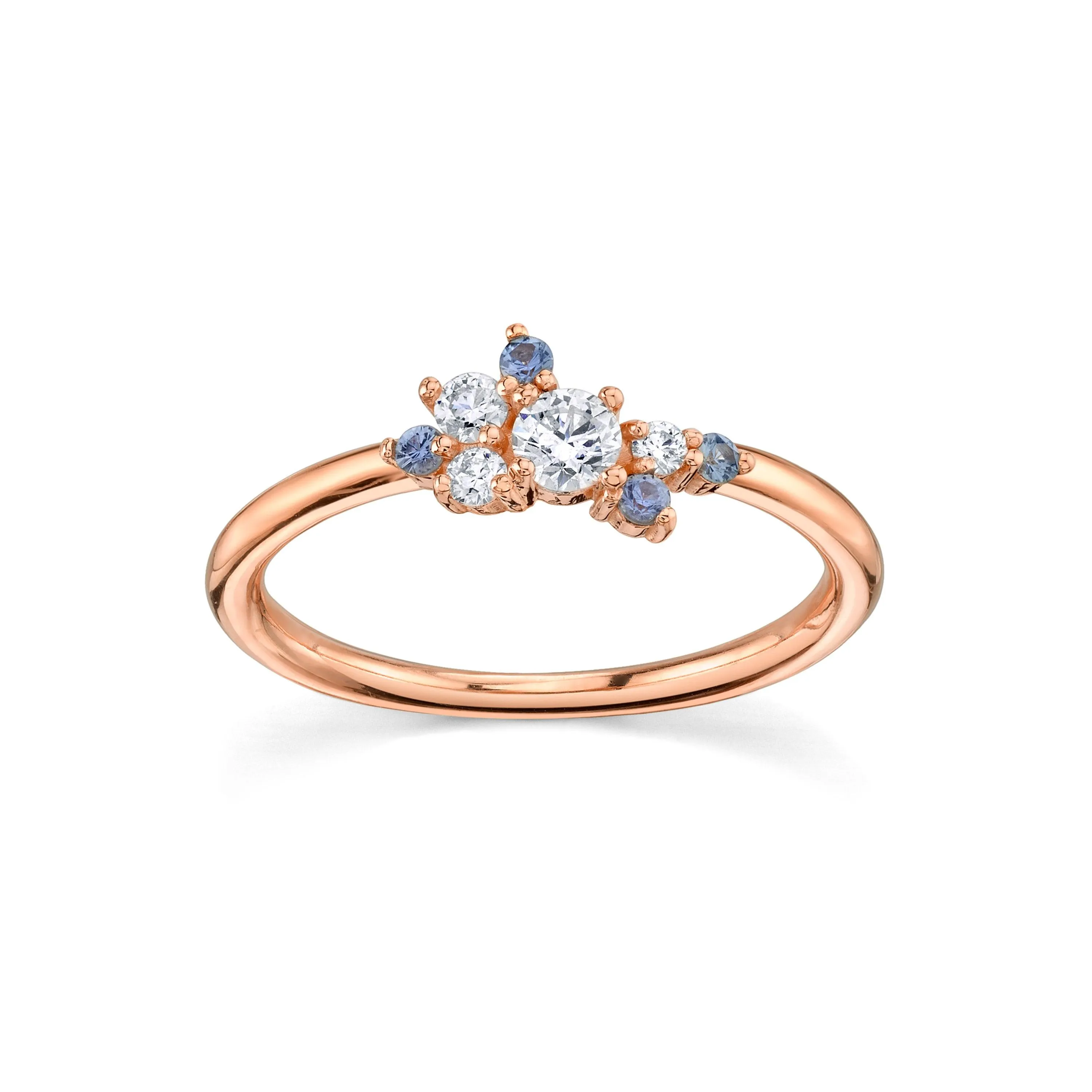 Blue Sapphire & White Diamond Charlotte Mini Cluster Ring sold by Marrow Fine product image thumbnail 4