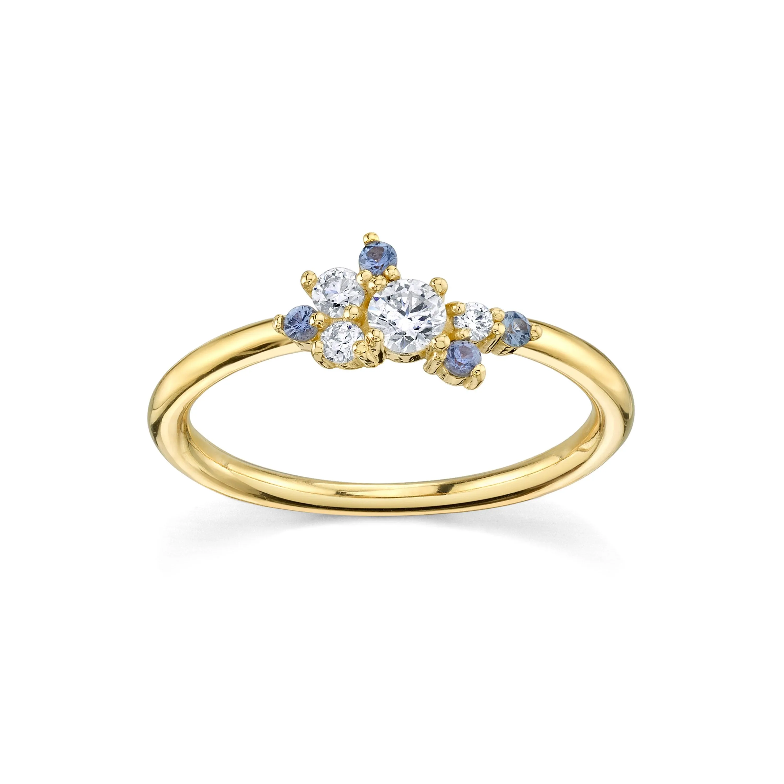 Blue Sapphire & White Diamond Charlotte Mini Cluster Ring sold by Marrow Fine