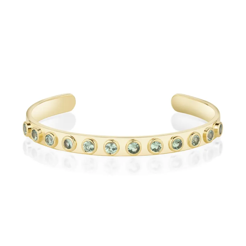 2.24tcw Green Sapphire Everyday Cuff sold by Marrow Fine