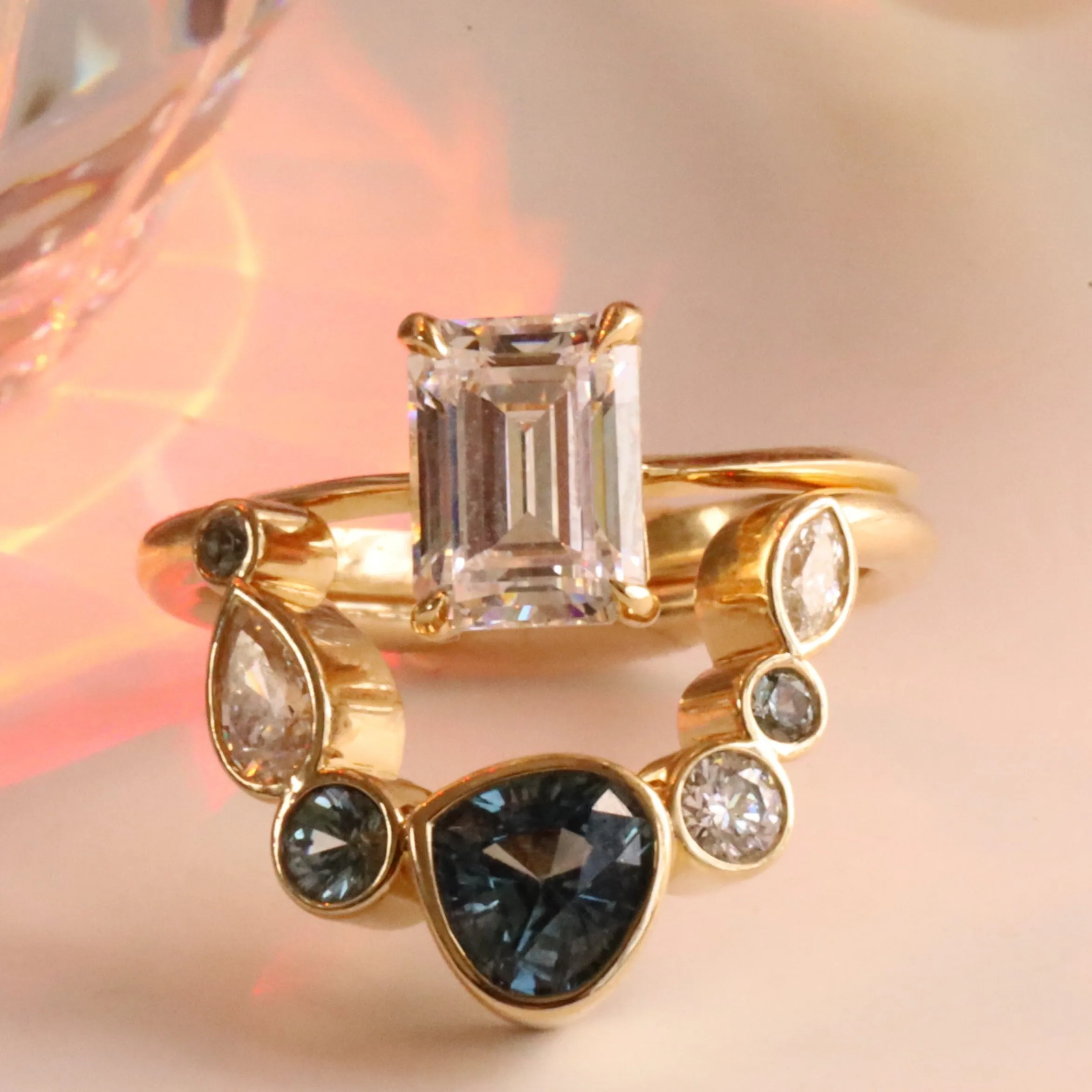 1.05ct Sapphire and Diamond Kaleidoscope Chevron Ring sold by Marrow Fine product image thumbnail 4