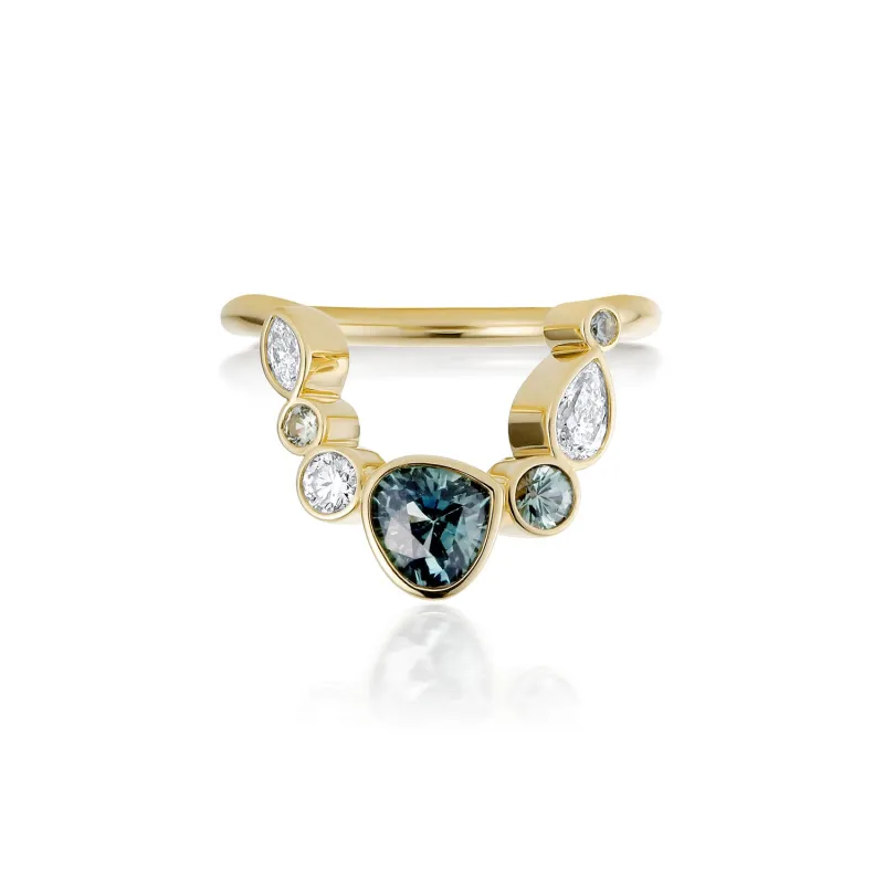 1.05ct Sapphire and Diamond Kaleidoscope Chevron Ring sold by Marrow Fine