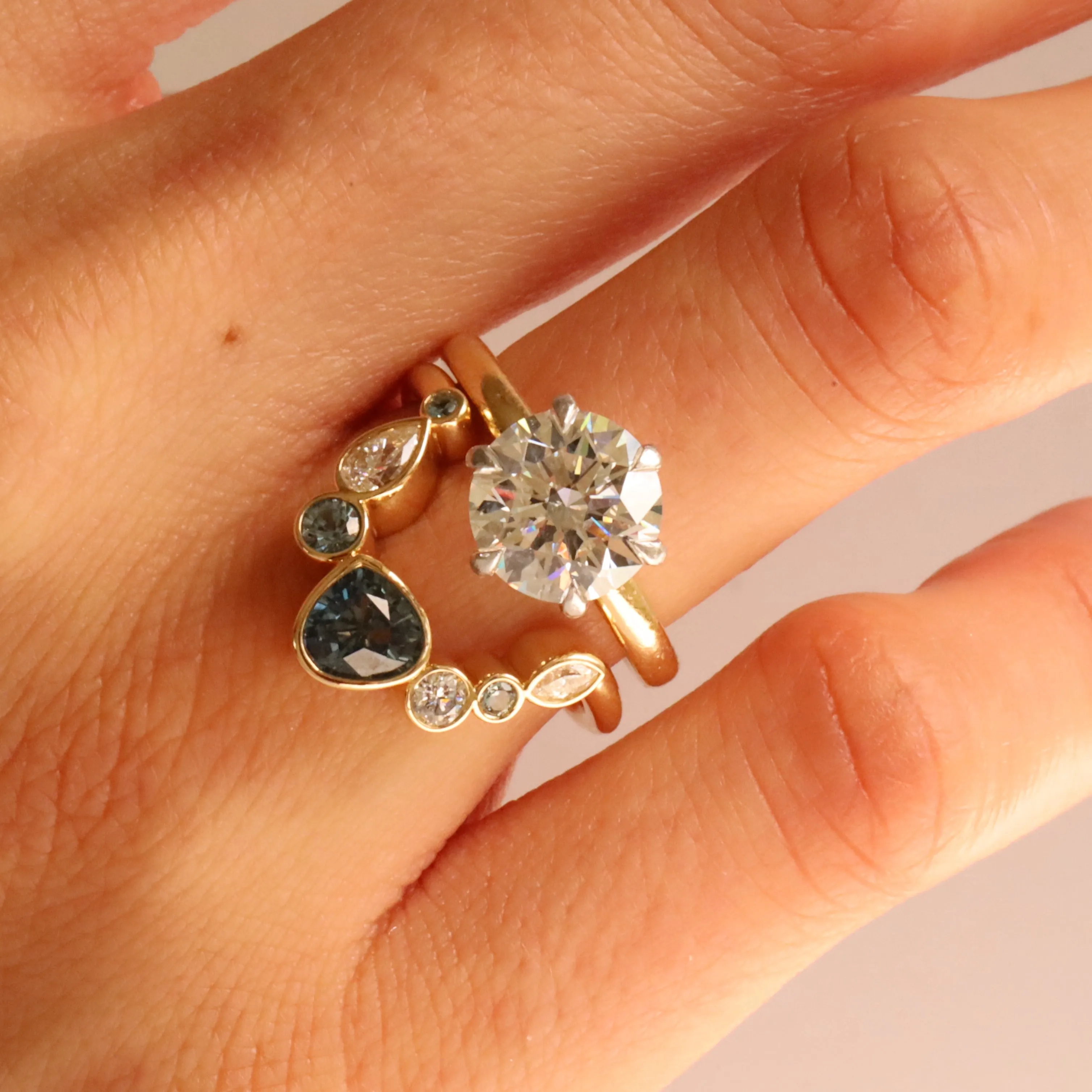 1.05ct Sapphire and Diamond Kaleidoscope Chevron Ring sold by Marrow Fine product image thumbnail 2