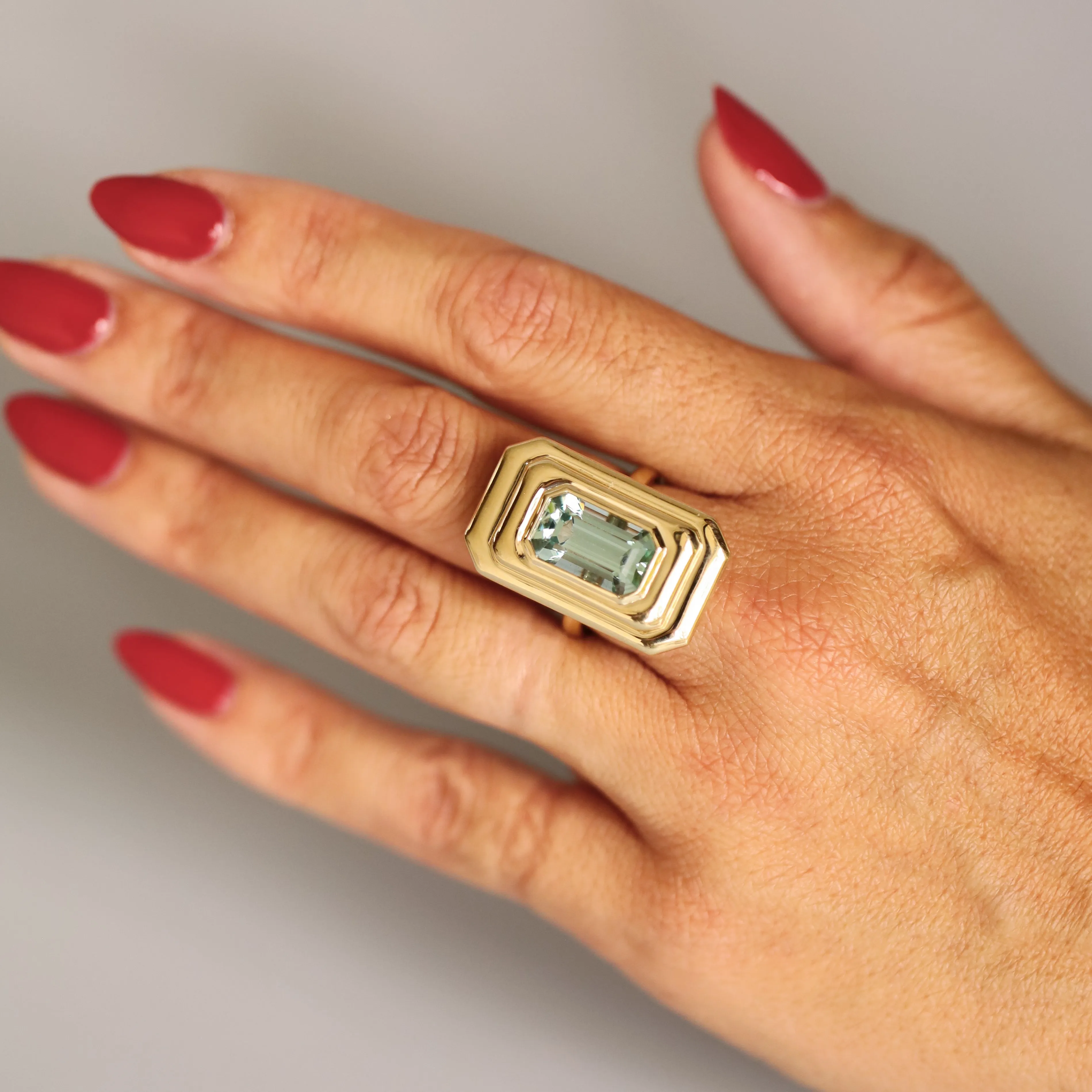 6.97ct Aquamarine In-Orbit Ring sold by Marrow Fine product image thumbnail 2