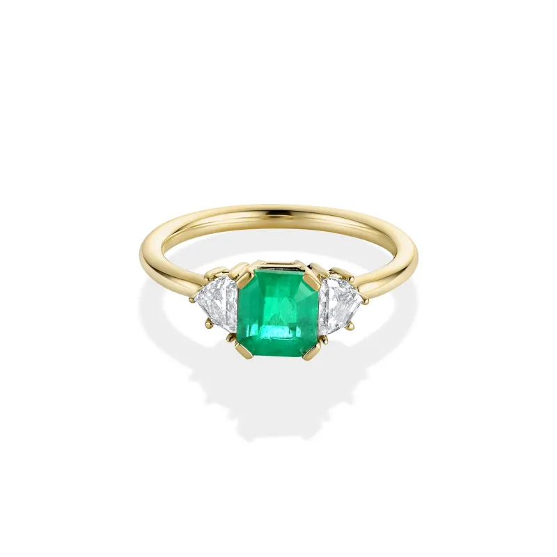 1.41ct Colombian Emerald and Diamond Three Stone Ring sold by Marrow Fine