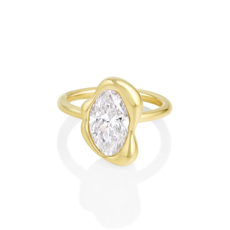 2.50ct Diamond Moval Abstract Bezel Ring sold by Marrow Fine
