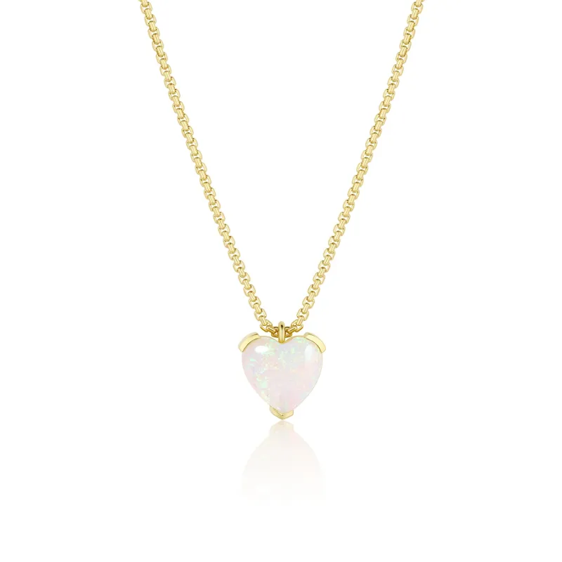 Opal Heart Charm Necklace sold by Marrow Fine