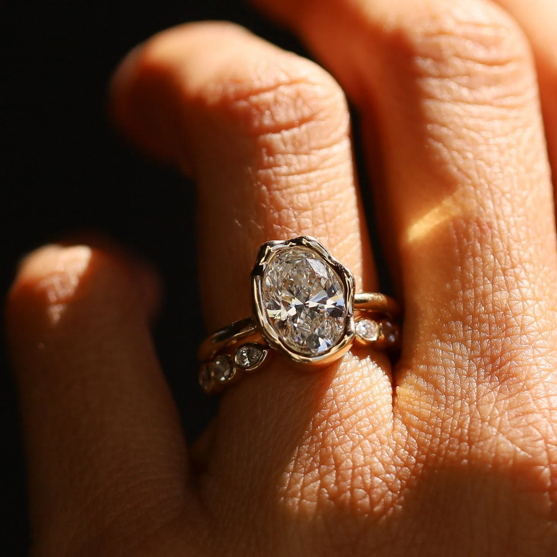 The Abstract Bezel Oval Engagement Ring sold by Marrow Fine product image thumbnail 4