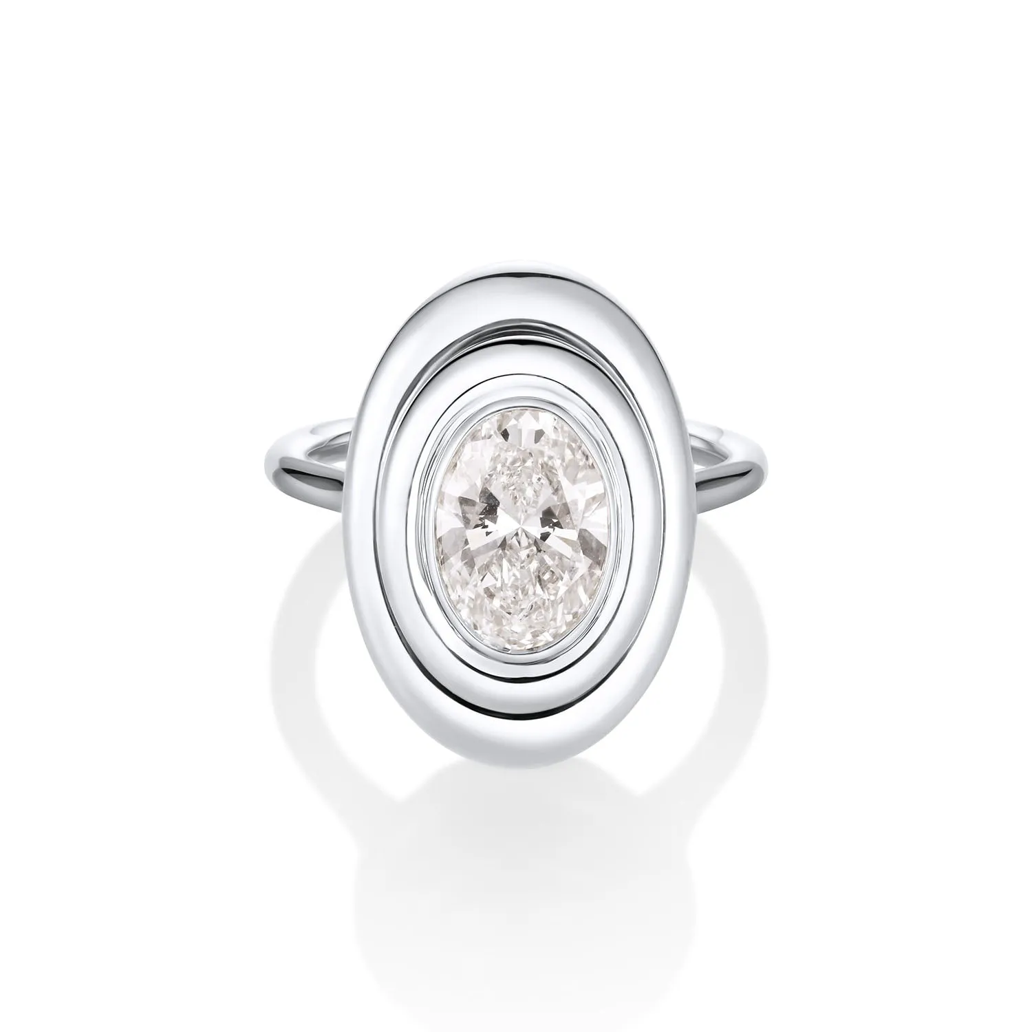 The In-Orbit Oval Engagement Ring sold by Marrow Fine