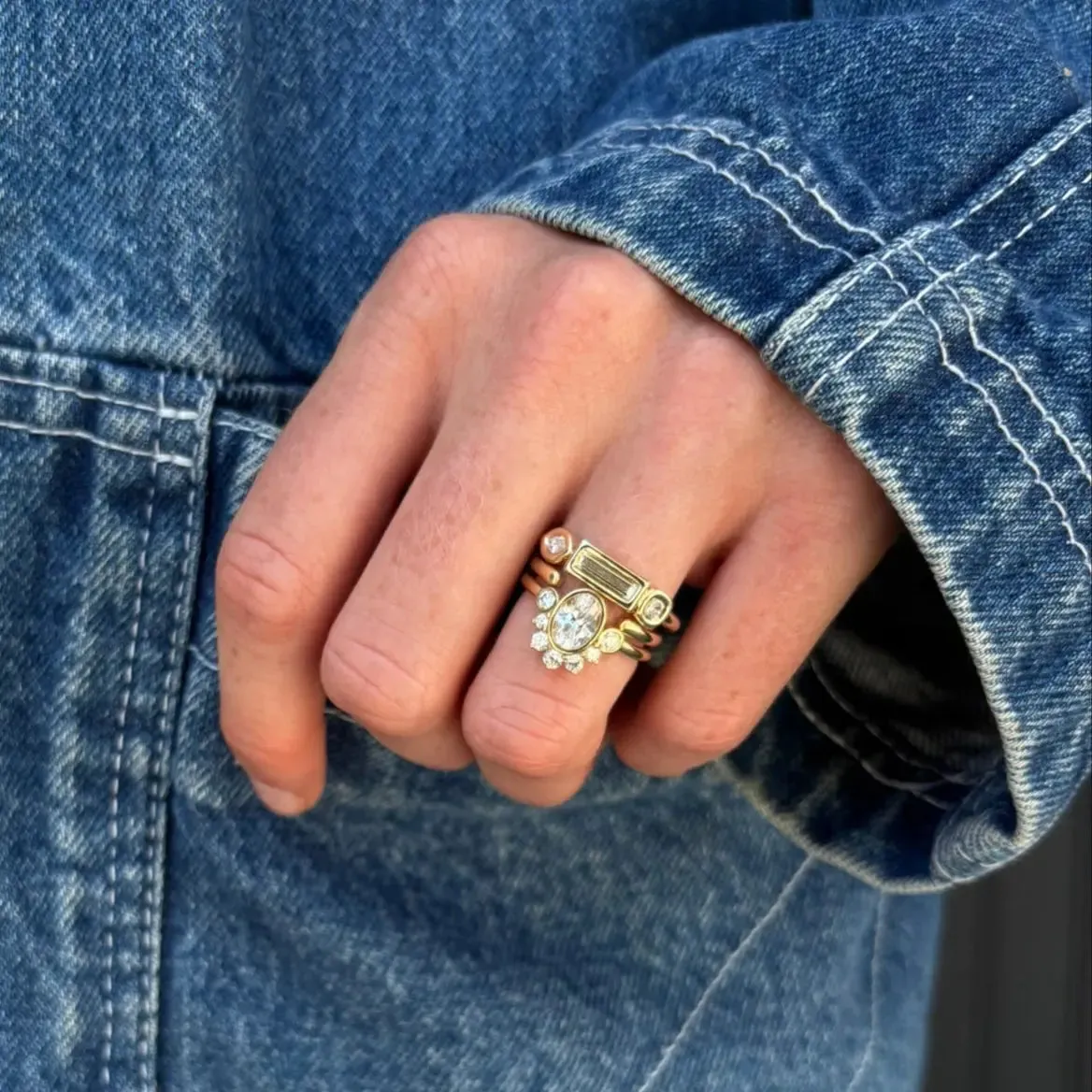 0.33ctw White Diamond Baguette, Cushion & Marquise Linear Band sold by Marrow Fine product image thumbnail 2