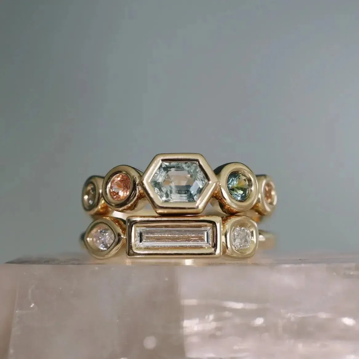 0.33ctw White Diamond Baguette, Cushion & Marquise Linear Band sold by Marrow Fine product image thumbnail 4