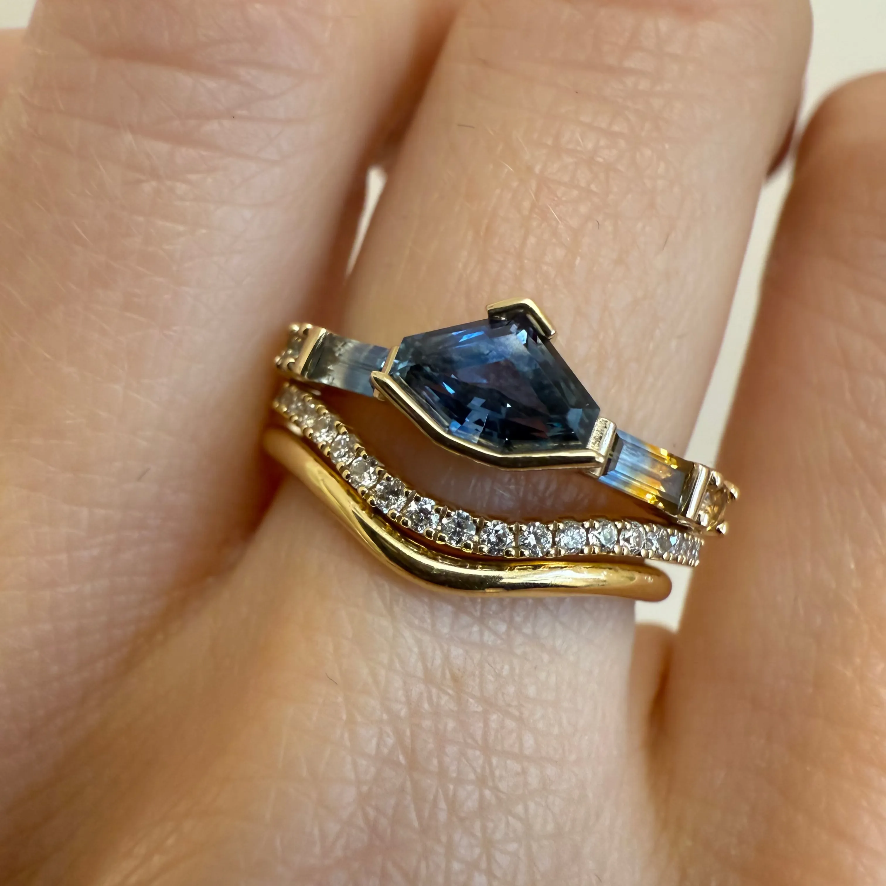 0.93ct Montana Sapphire Shield Linear Band sold by Marrow Fine product image thumbnail 4