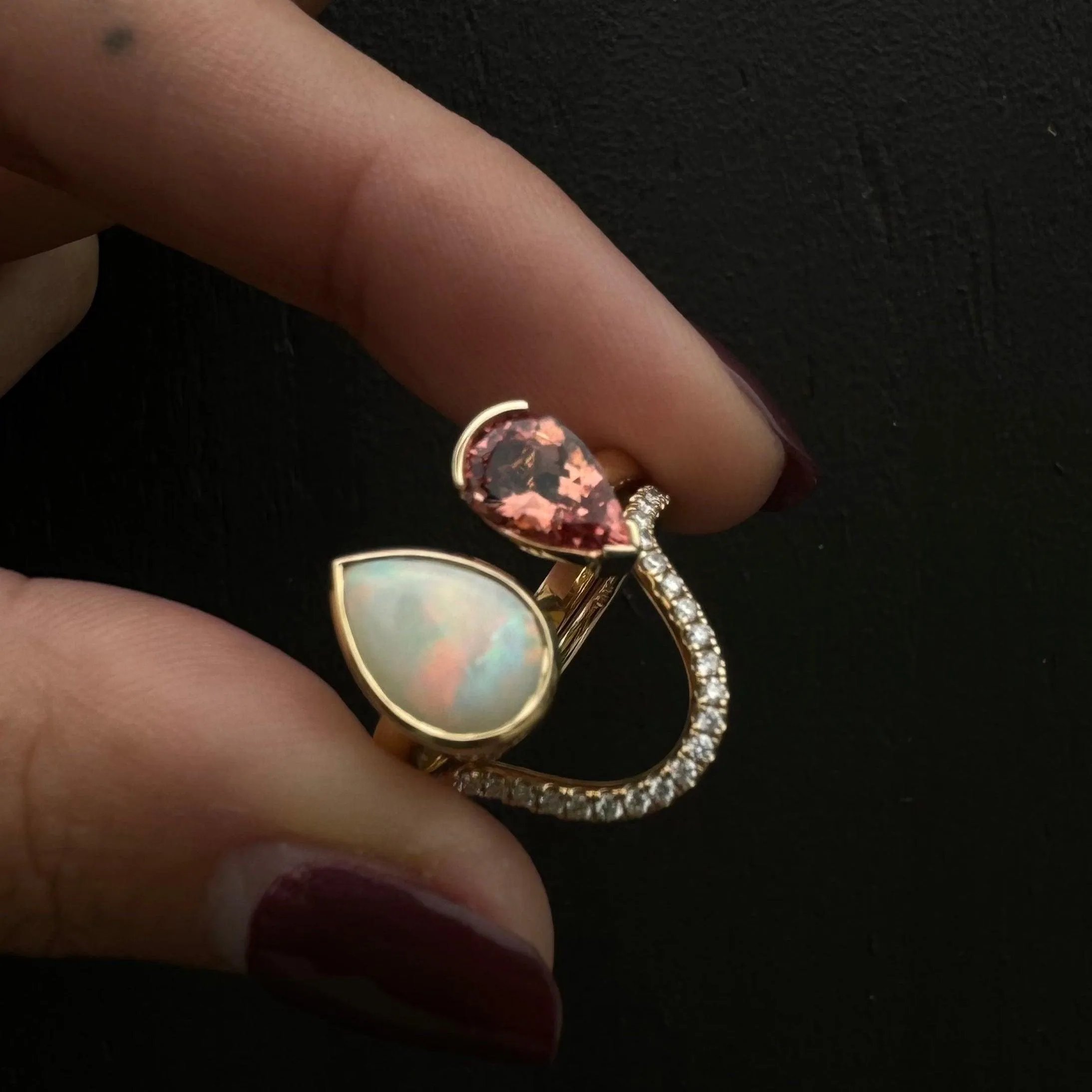 1.27ct Opal and 1.19ct Imperial Topaz Open Shank sold by Marrow Fine product image thumbnail 3