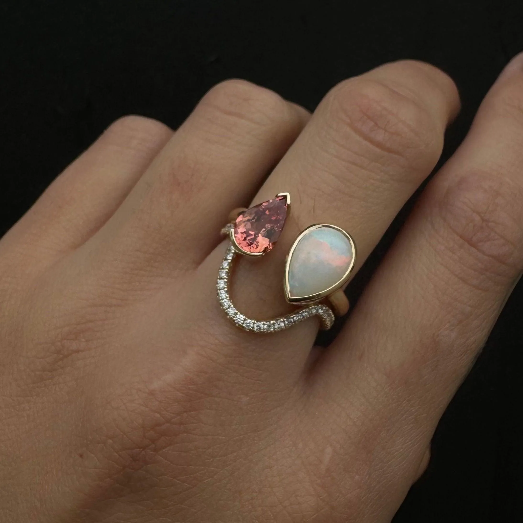 1.27ct Opal and 1.19ct Imperial Topaz Open Shank sold by Marrow Fine product image thumbnail 4