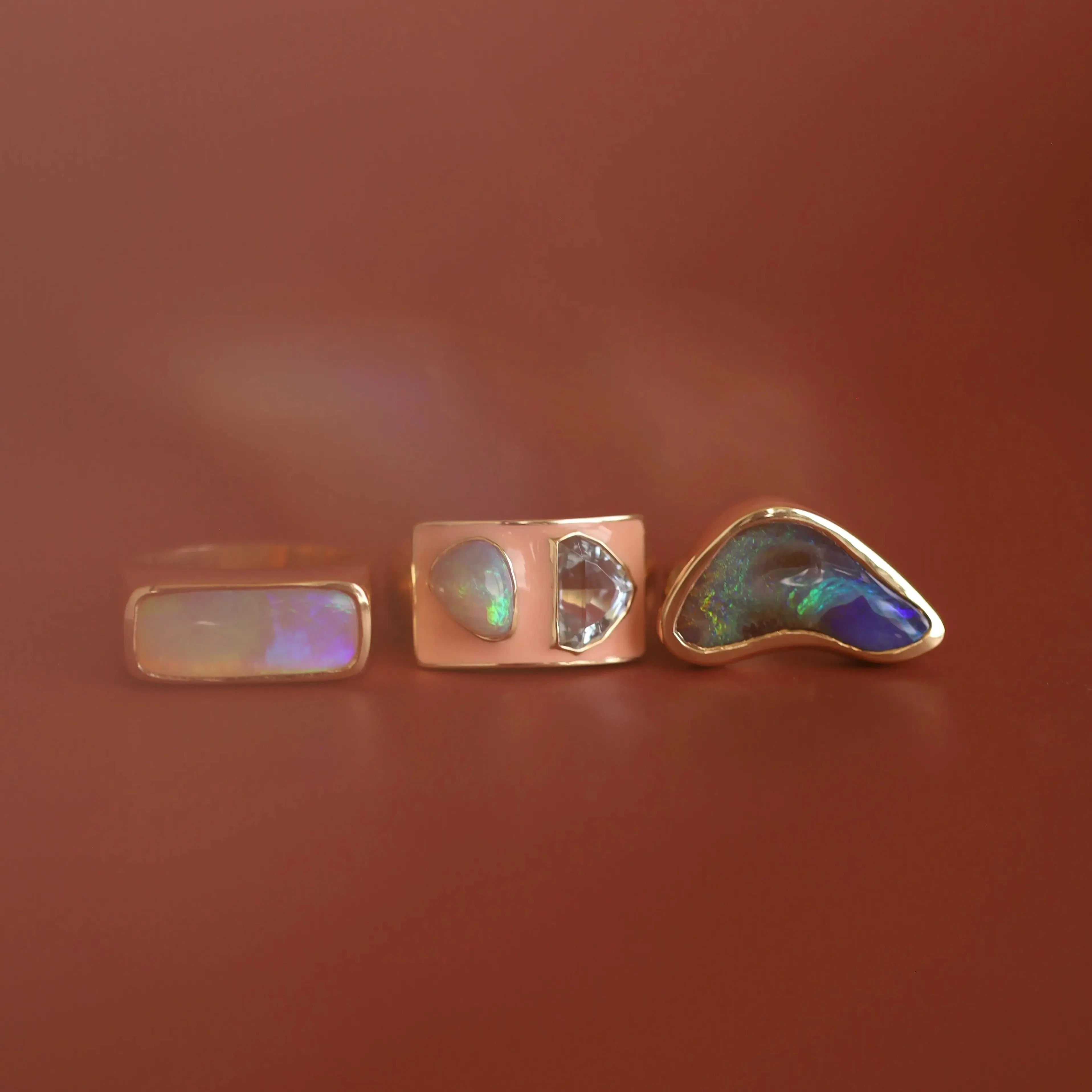 1.63ct Aqua and 1.29ct Opal Ring with Melon Enamel sold by Marrow Fine product image thumbnail 4