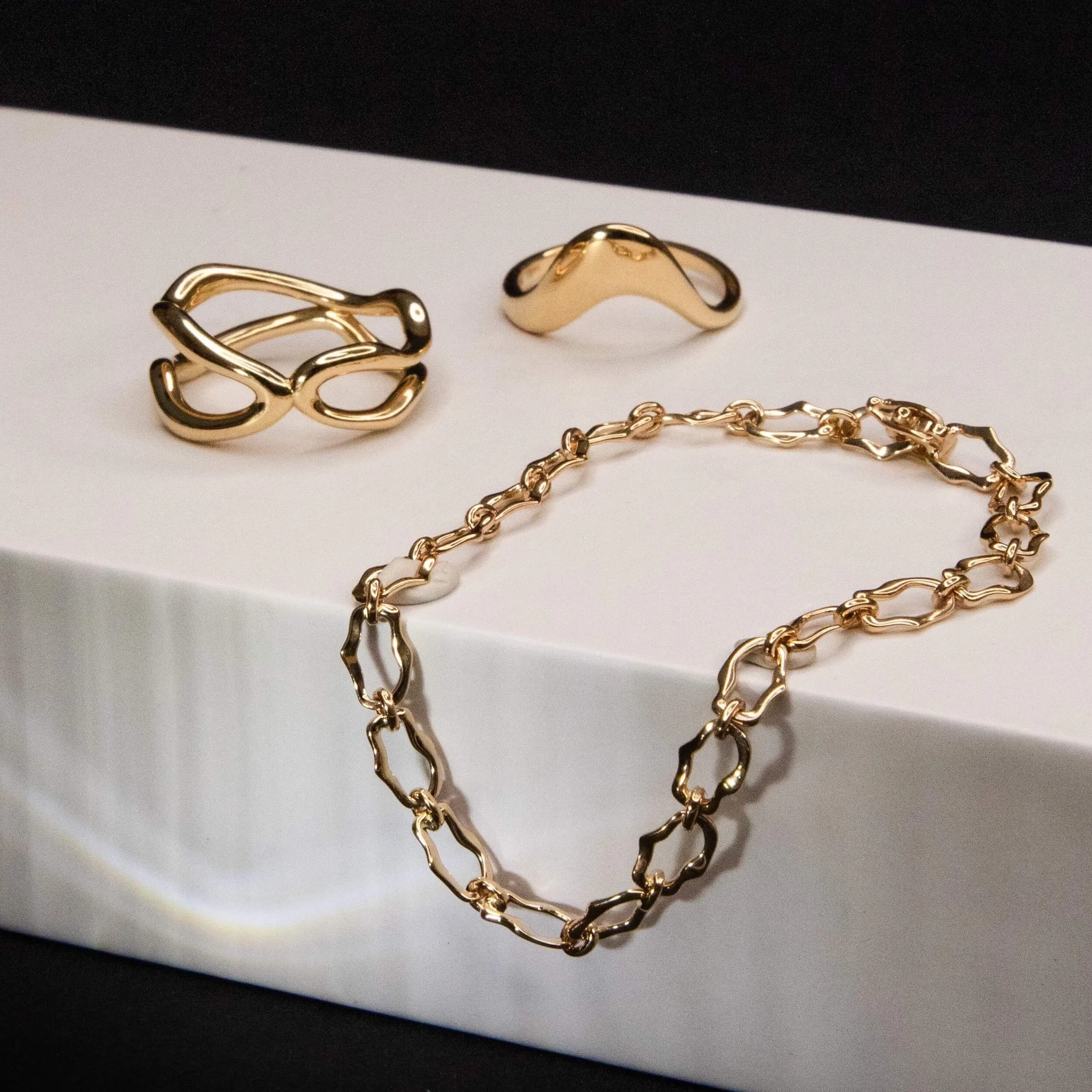 8mm Sculpted Link Gold Bracelet sold by Marrow Fine product image thumbnail 5