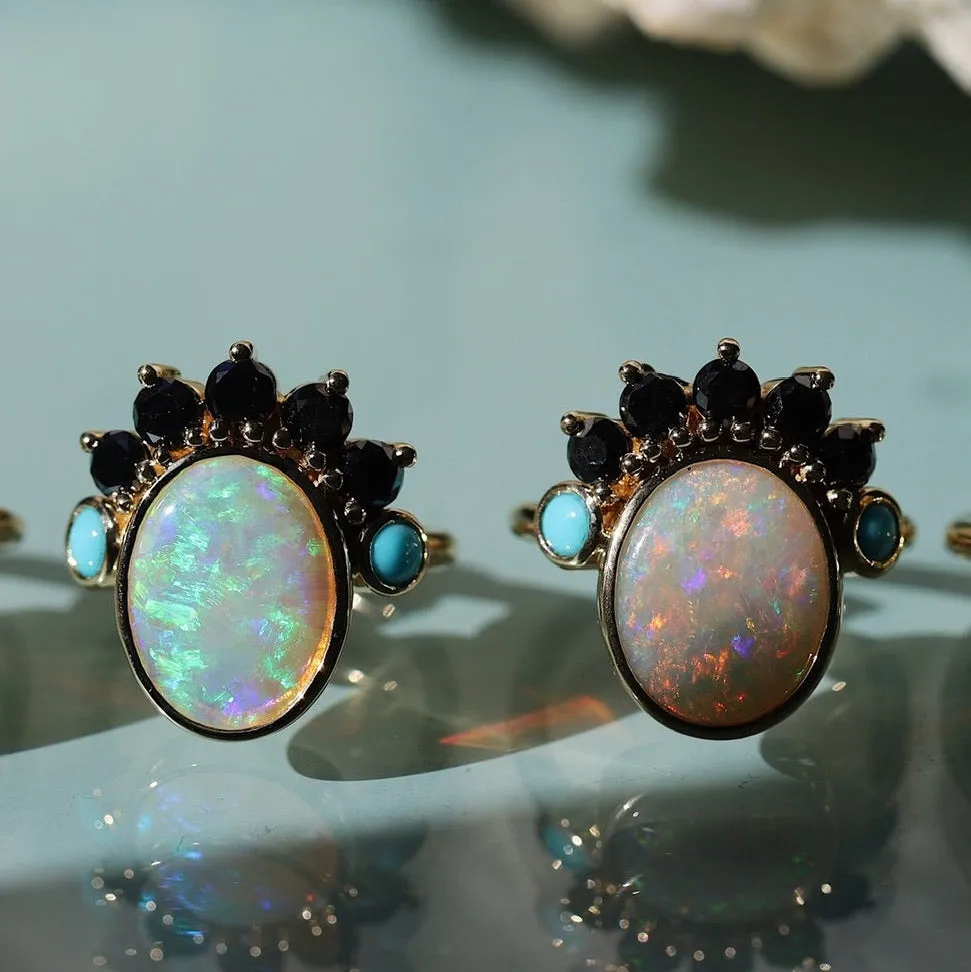 1.91ct Australian Opal and 0.20ctw Turquoise Mary Ring sold by Marrow Fine product image thumbnail 4