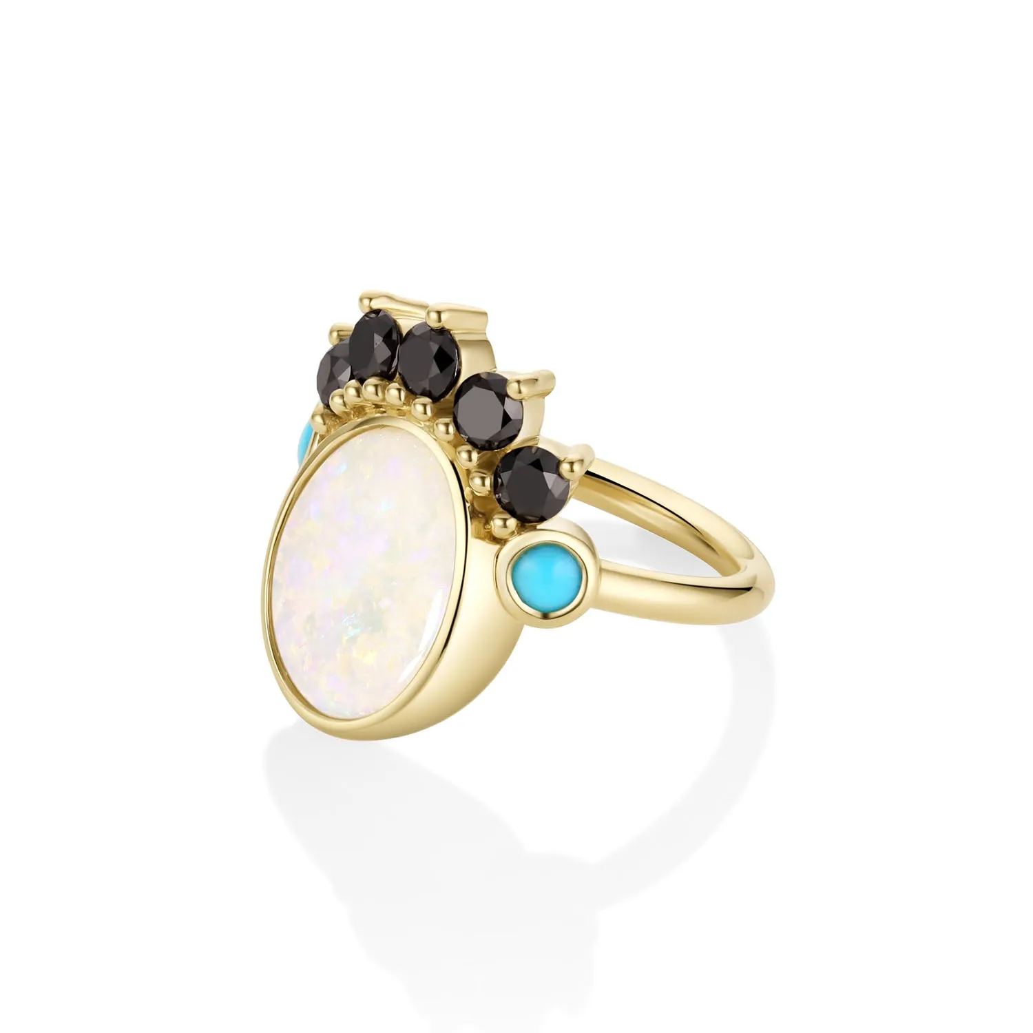 1.91ct Australian Opal and 0.20ctw Turquoise Mary Ring sold by Marrow Fine product image thumbnail 3