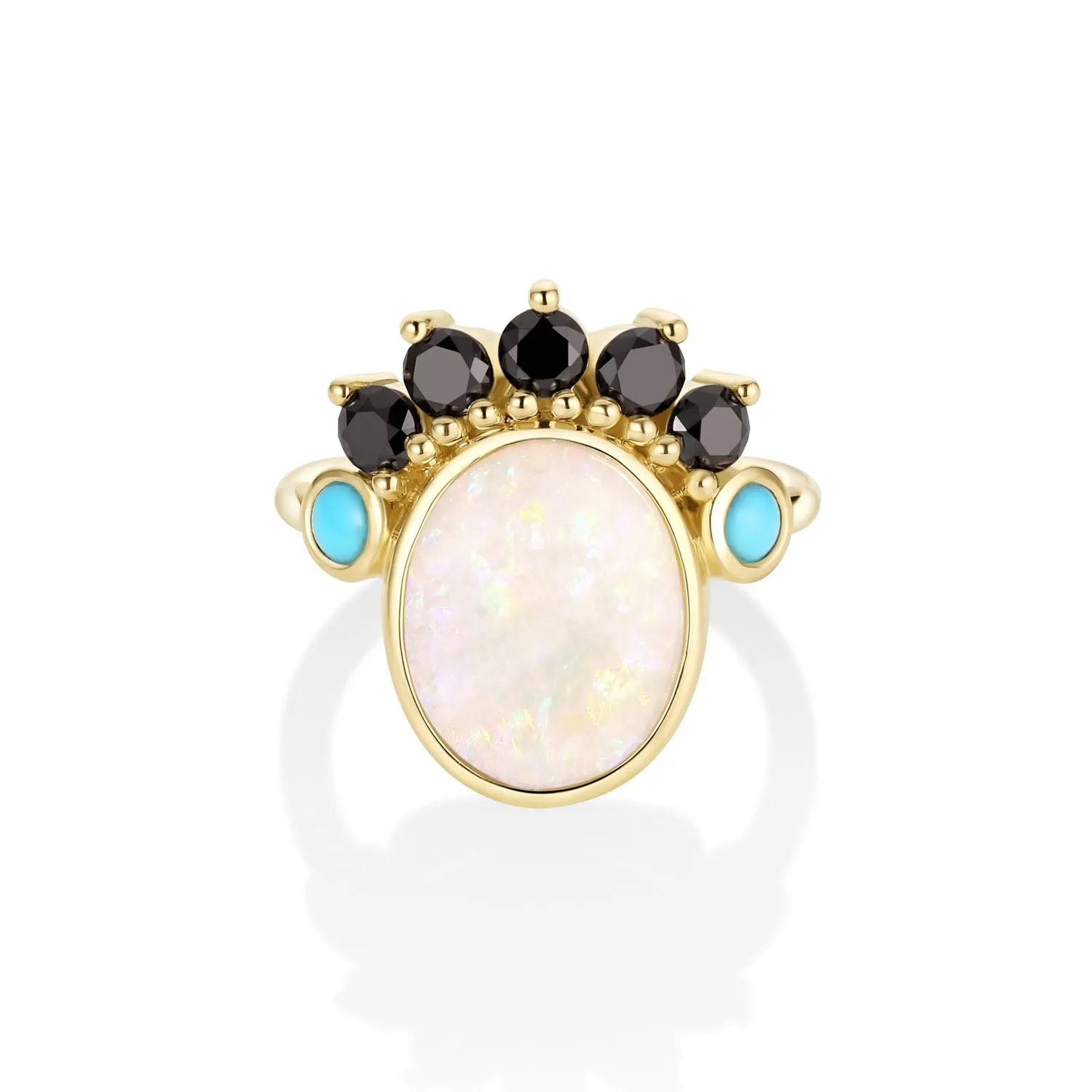 1.91ct Australian Opal and 0.20ctw Turquoise Mary Ring sold by Marrow Fine