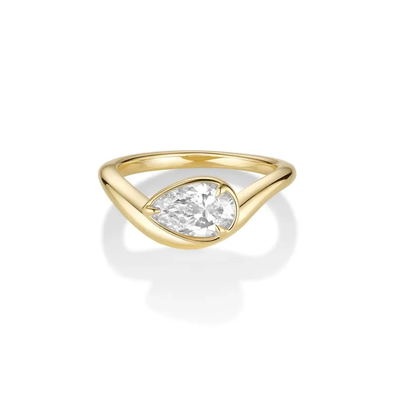 1.02ct Margot Pear Wave Ring made by Marrow Fine