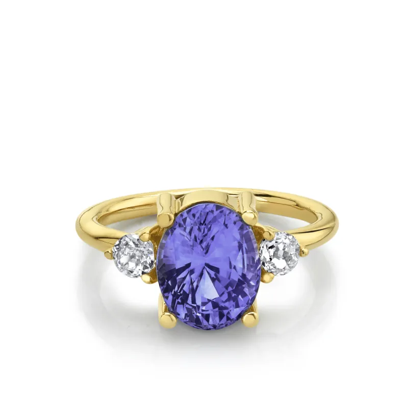 3.68ct Purple Sapphire Three-Stone Ring sold by Marrow Fine