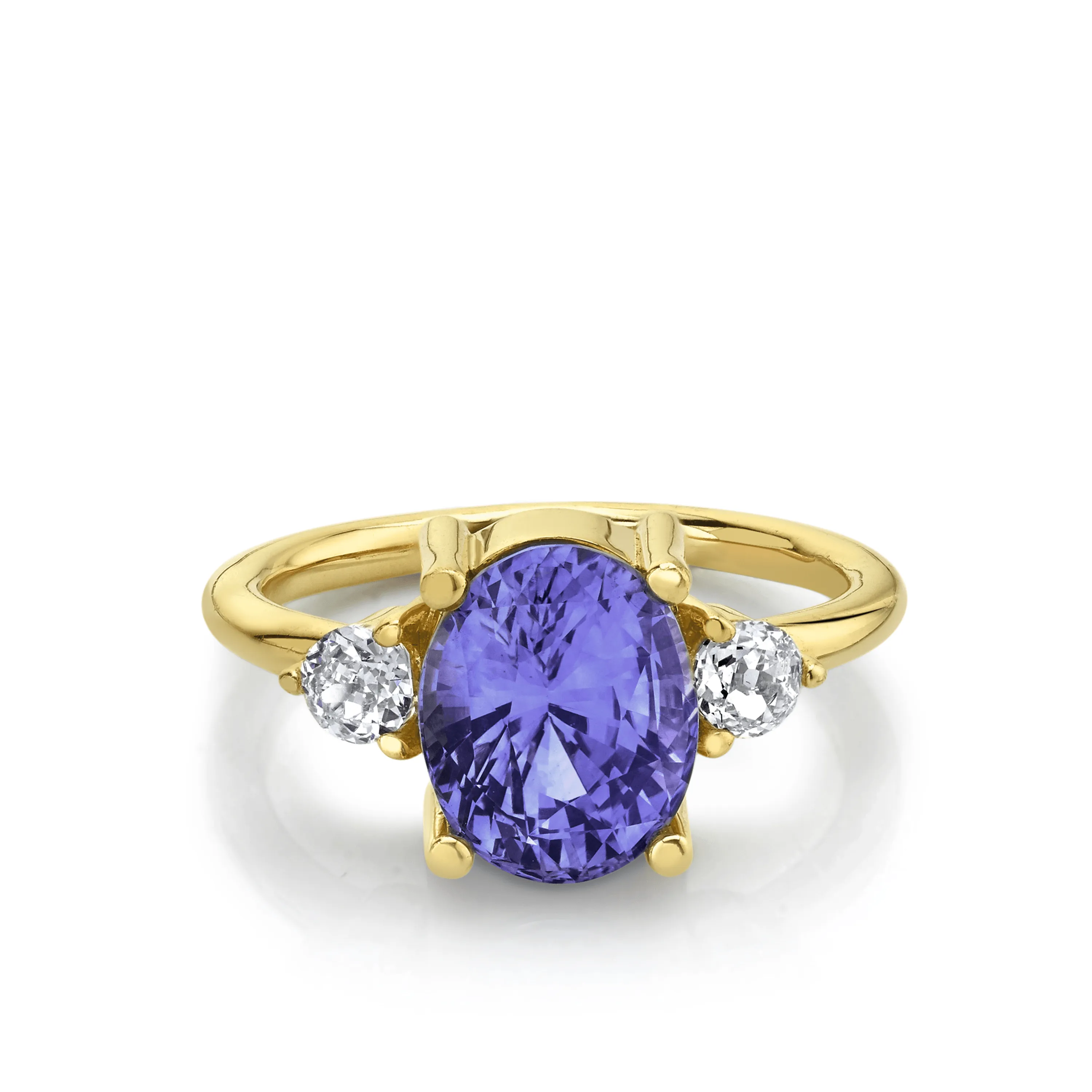 3.68ct Purple Sapphire Three-Stone Ring sold by Marrow Fine