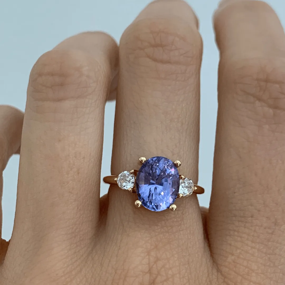 3.68ct Purple Sapphire Three-Stone Ring sold by Marrow Fine product image thumbnail 4