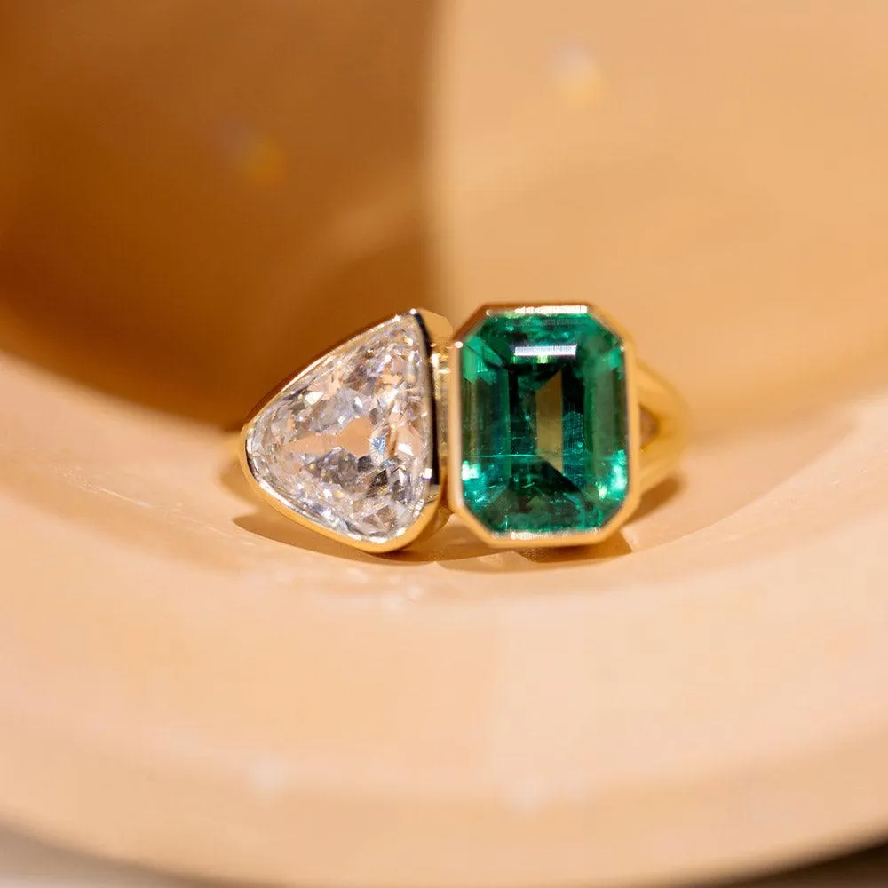 1.87ct Antique Pear and Emerald Split Shank sold by Marrow Fine product image thumbnail 4