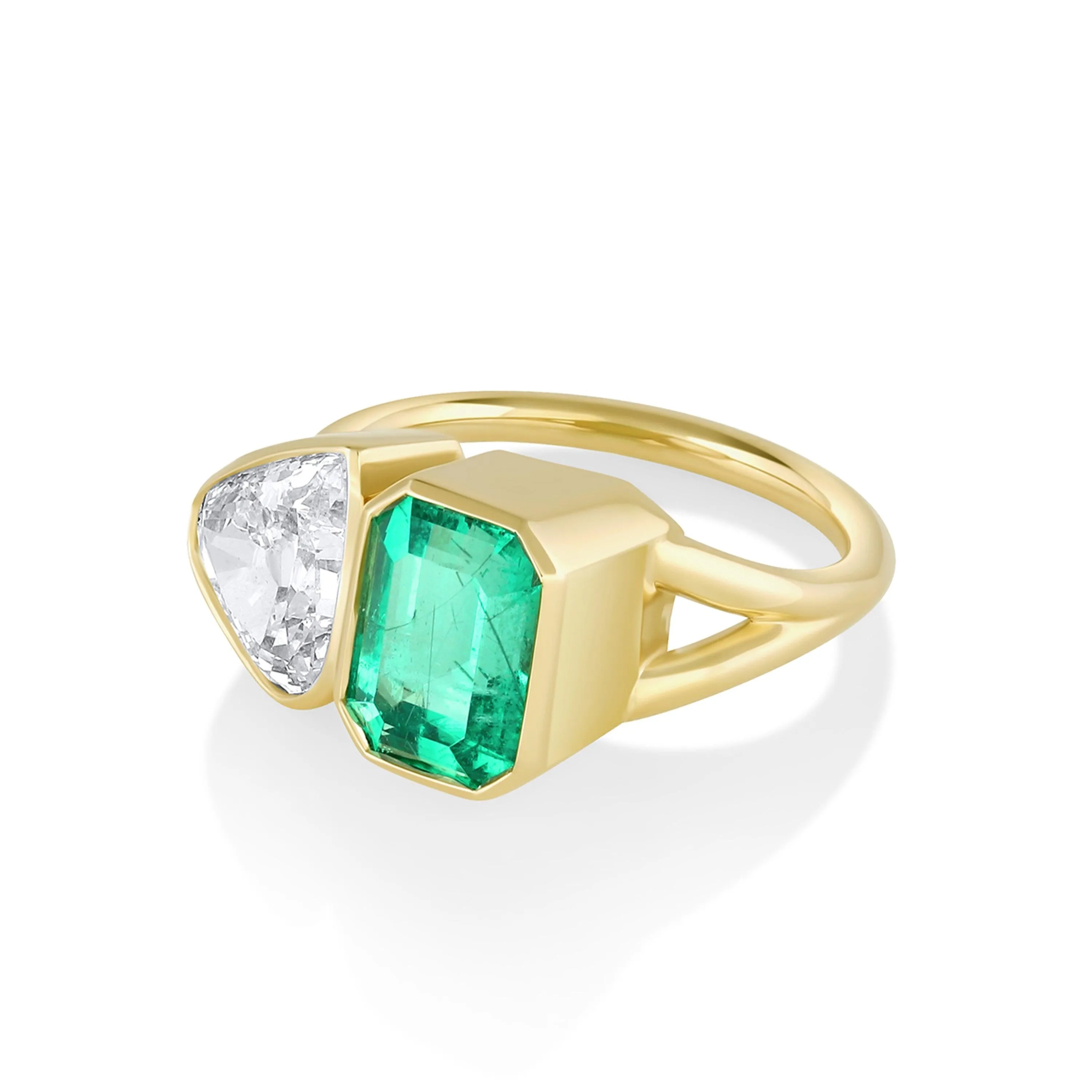 1.87ct Antique Pear and Emerald Split Shank sold by Marrow Fine product image thumbnail 3