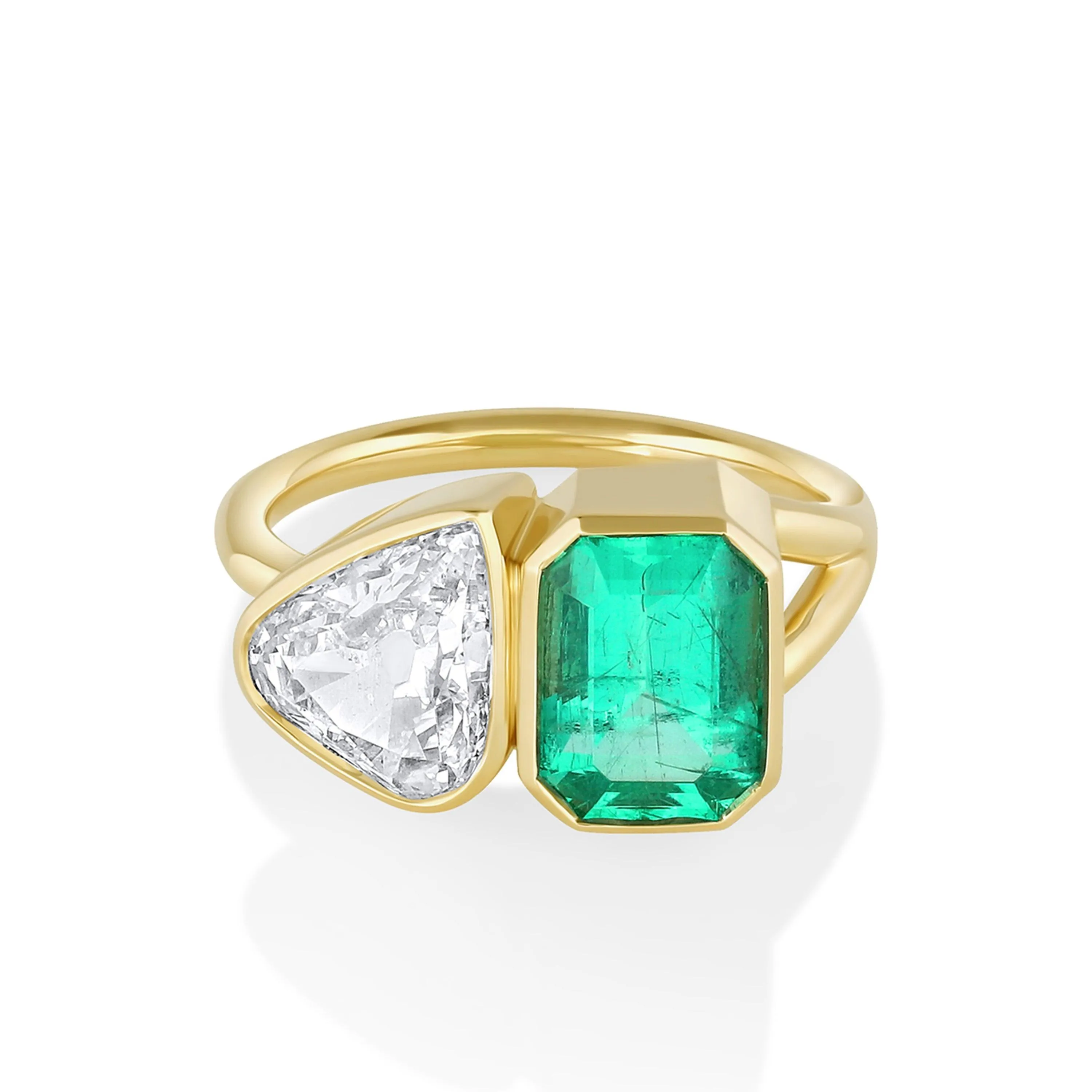 1.87ct Antique Pear and Emerald Split Shank sold by Marrow Fine