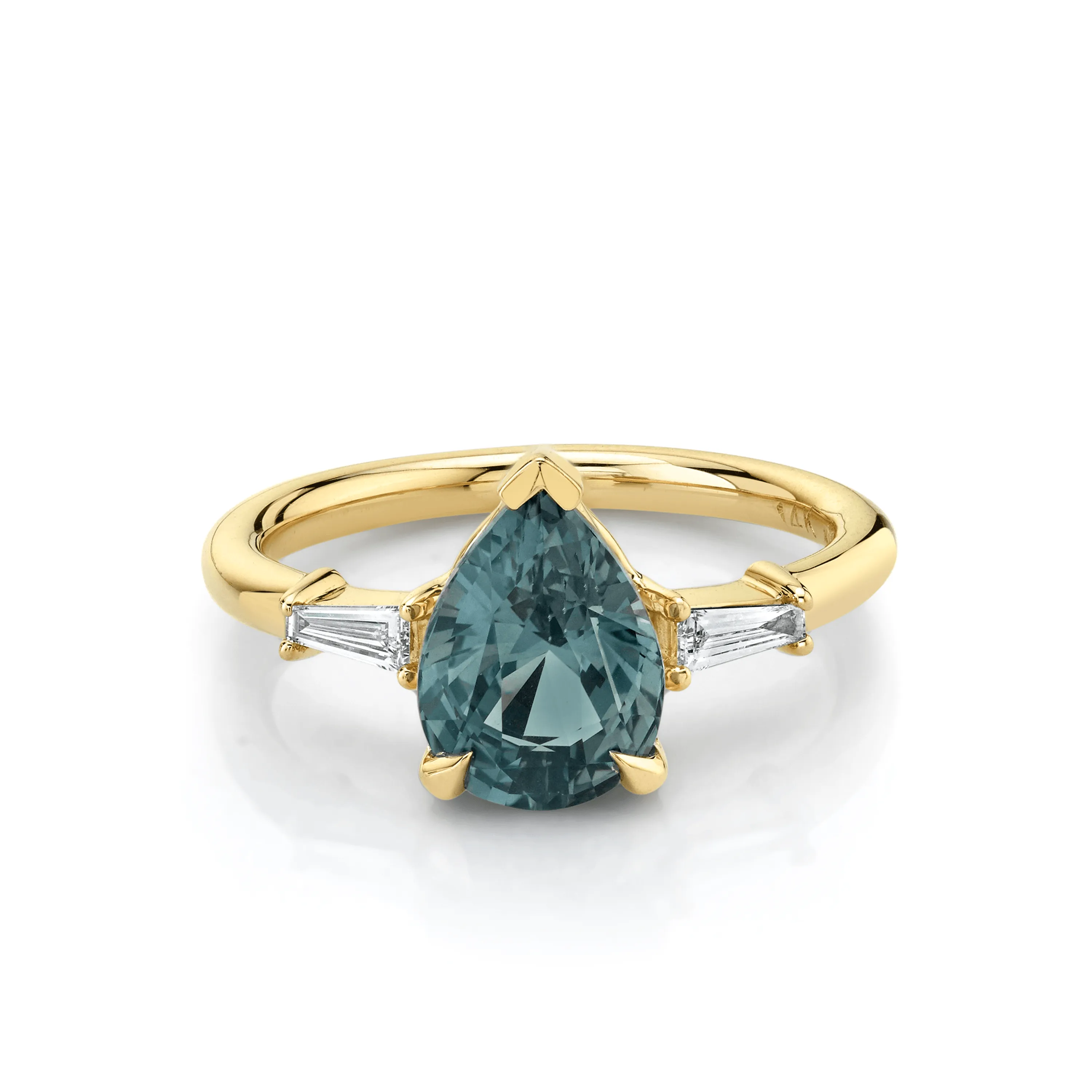 Teal Sapphire Pear Engagement Ring sold by Marrow Fine