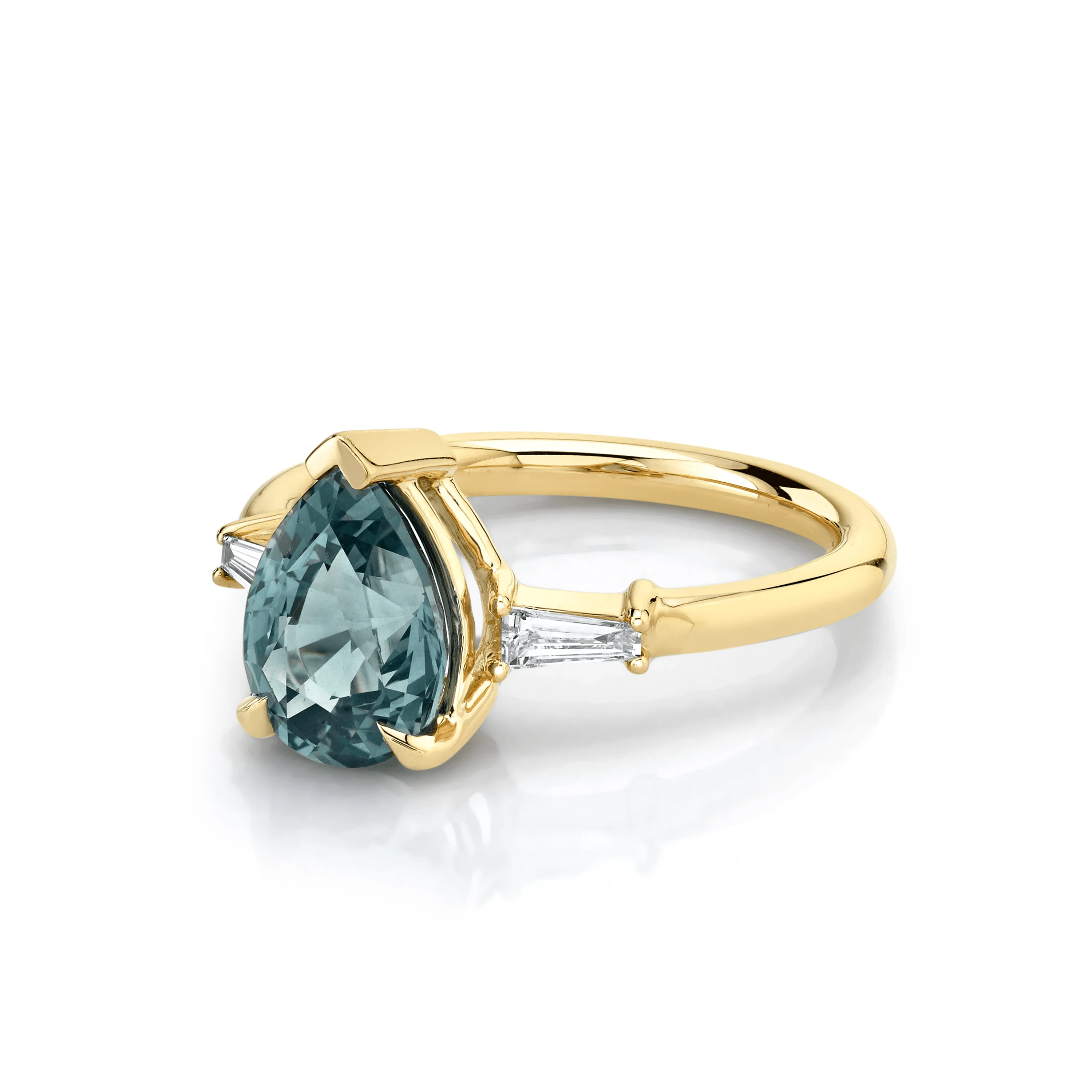 Teal Sapphire Pear Engagement Ring sold by Marrow Fine product image thumbnail 2