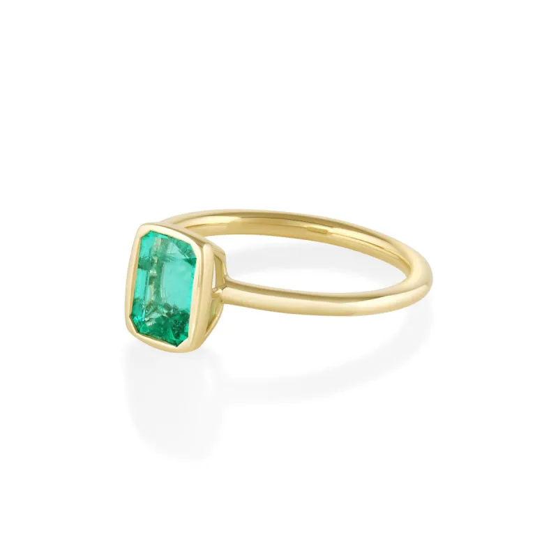 The Mini Emerald Roxy Engagement Ring North-South sold by Marrow Fine