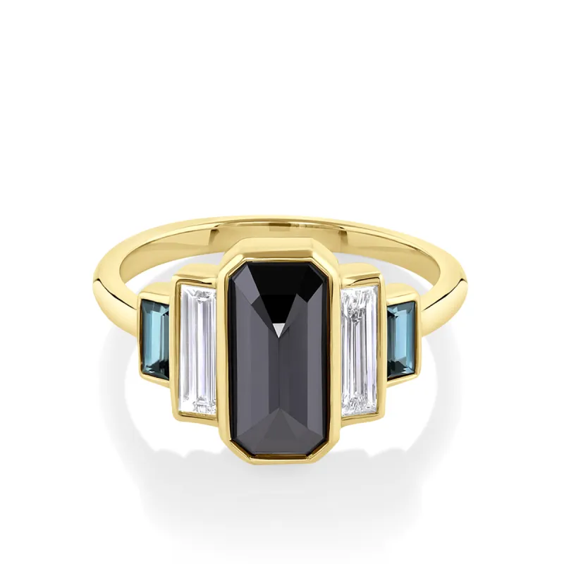 1.57ct Black Diamond & Baguette Ring sold by Marrow Fine