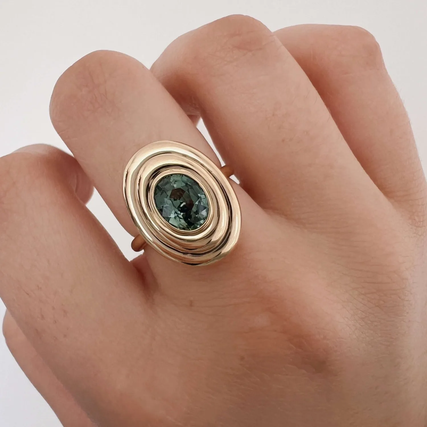 1.60ct Green Sapphire In-Orbit Ring sold by Marrow Fine product image thumbnail 4