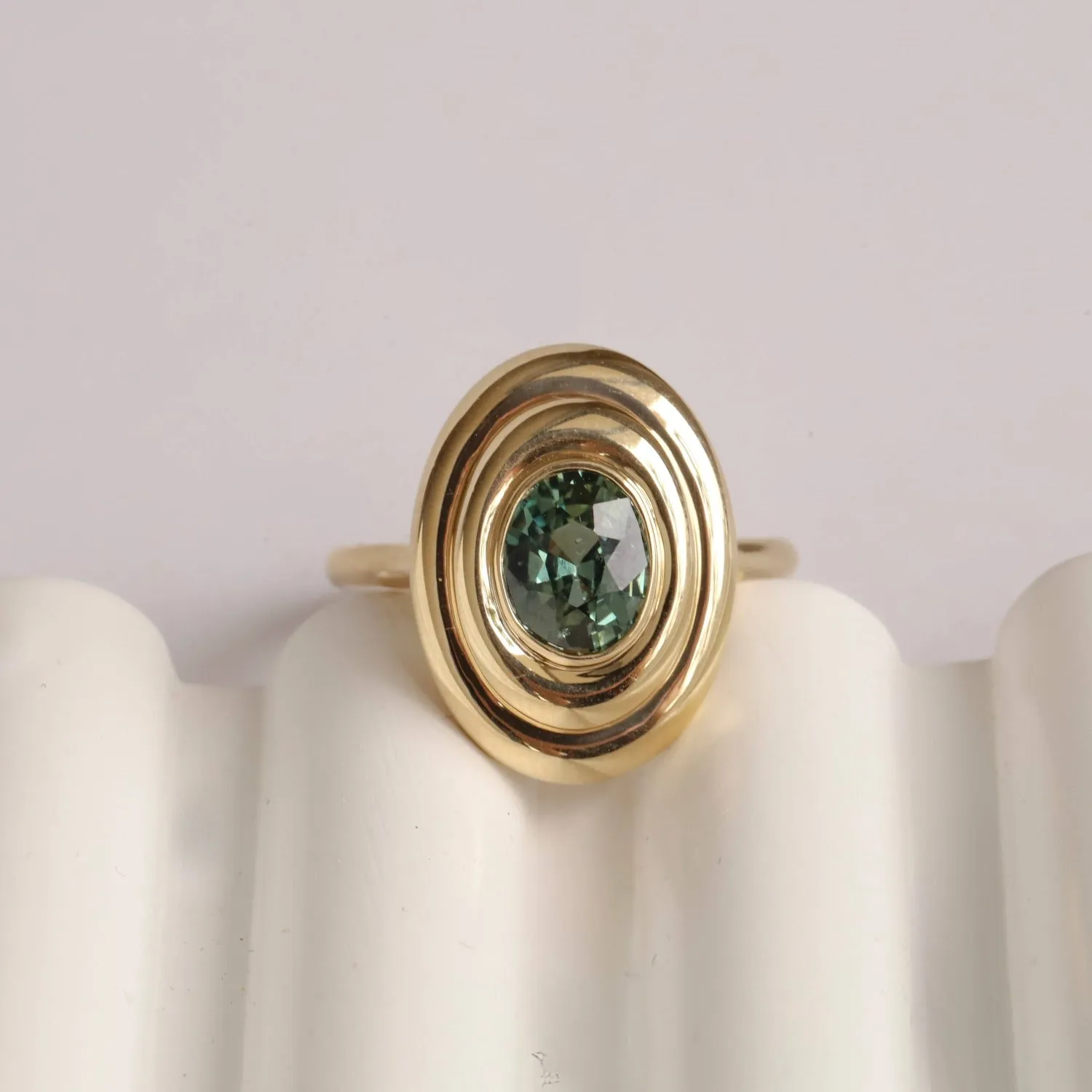 1.60ct Green Sapphire In-Orbit Ring sold by Marrow Fine product image thumbnail 2